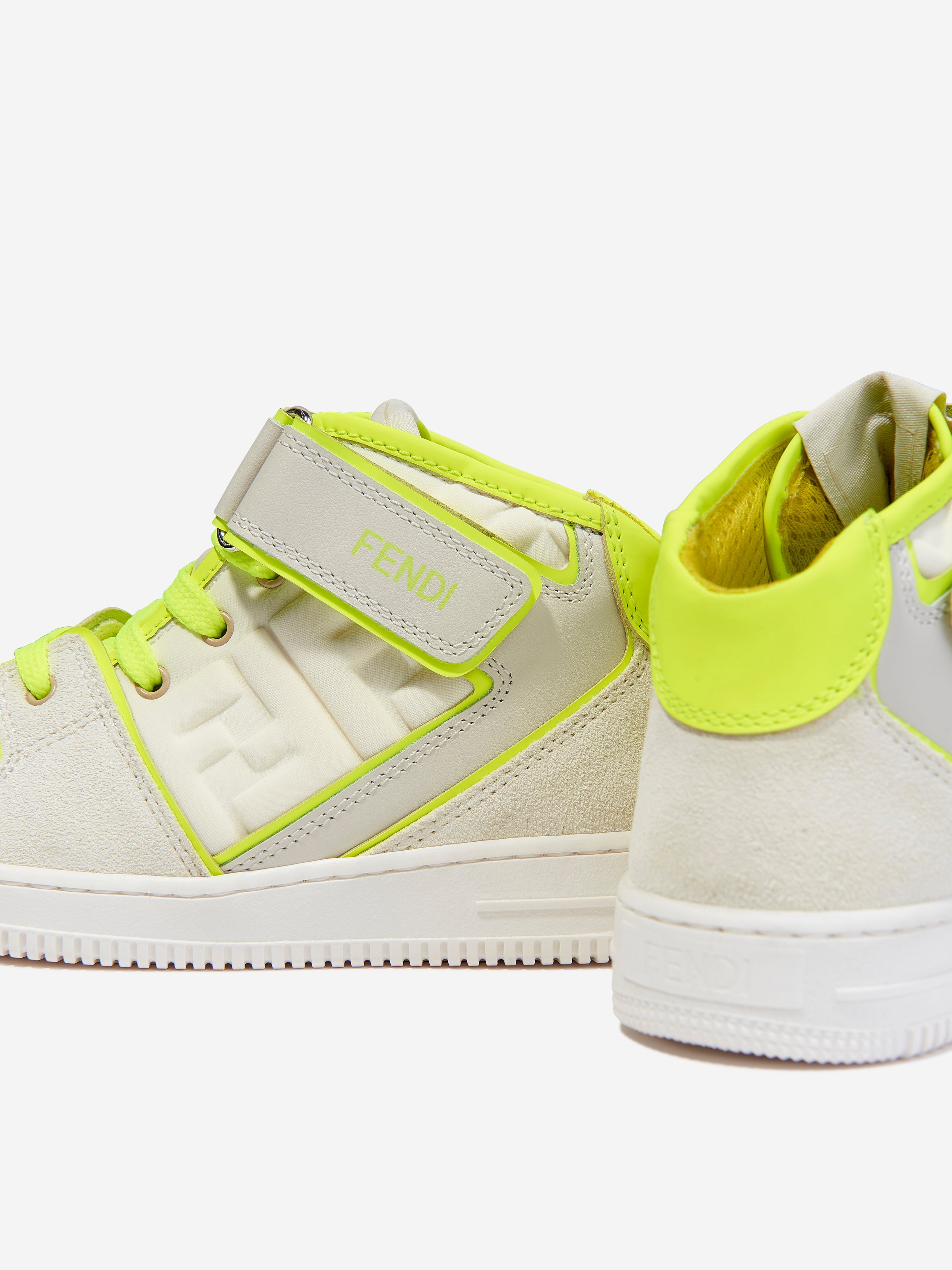Kids Leather Logo Trainers in Ivory