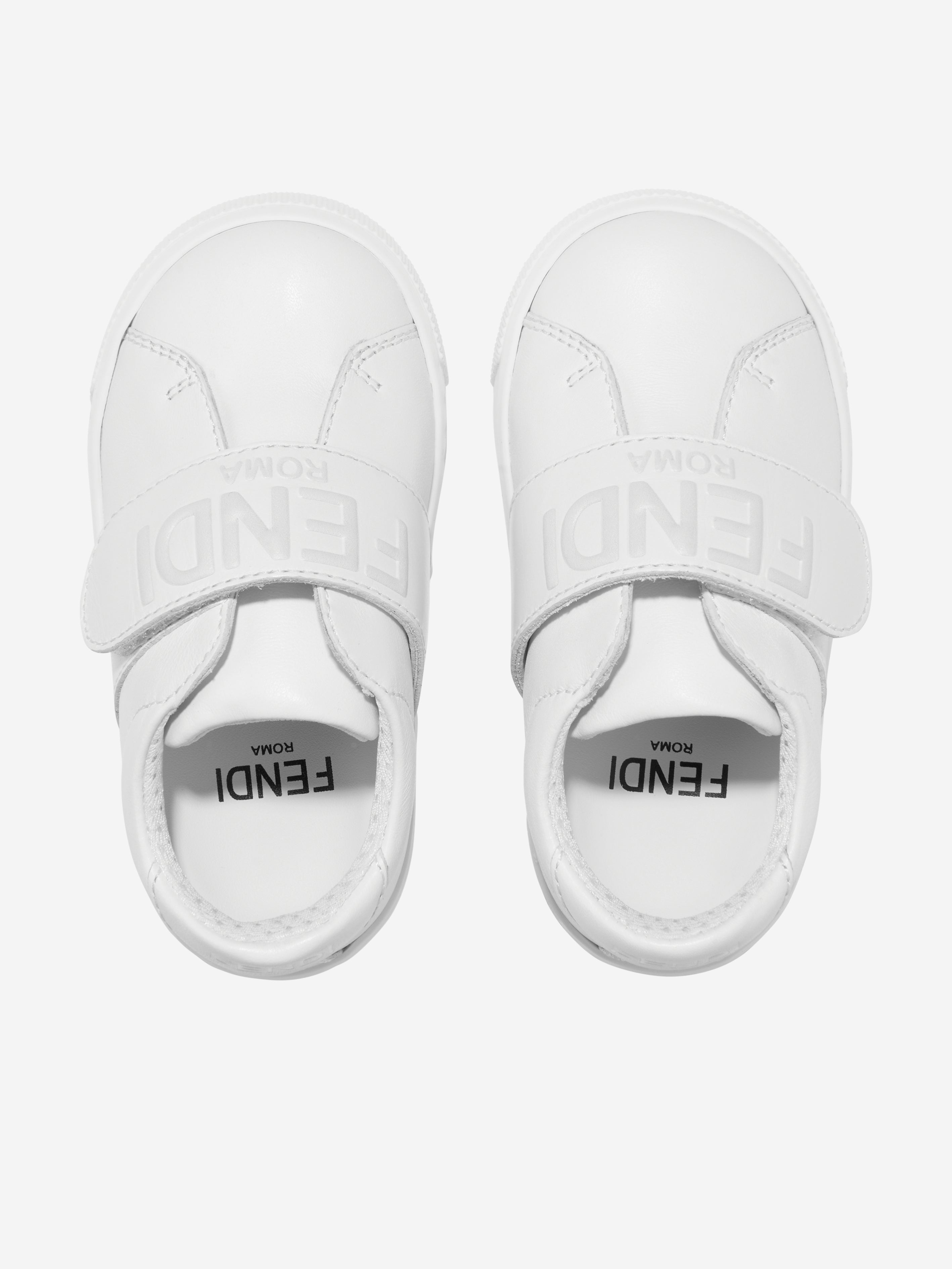 Kids Leather Logo Trainers in White