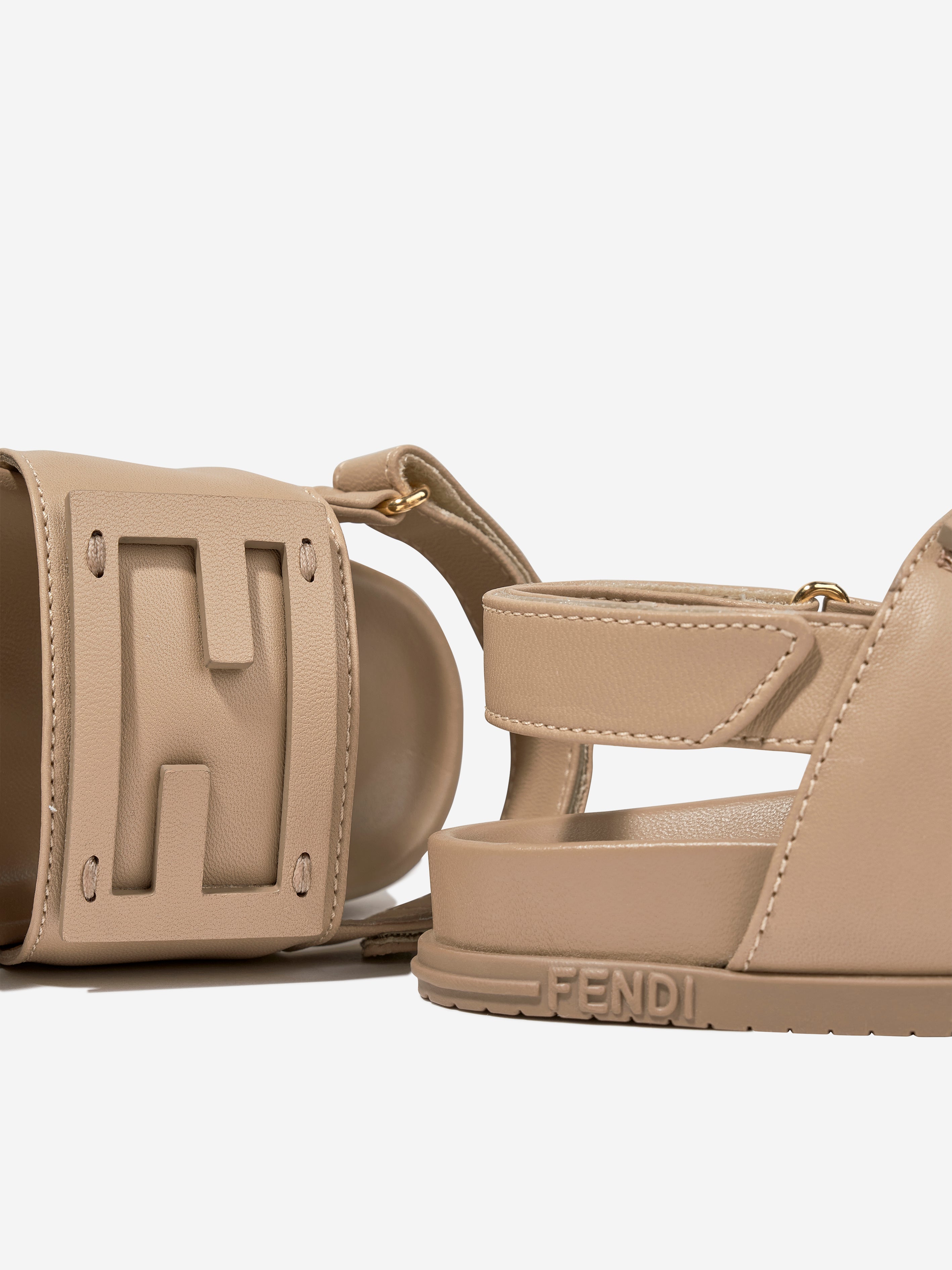 Kids FF Logo Sandals in Beige