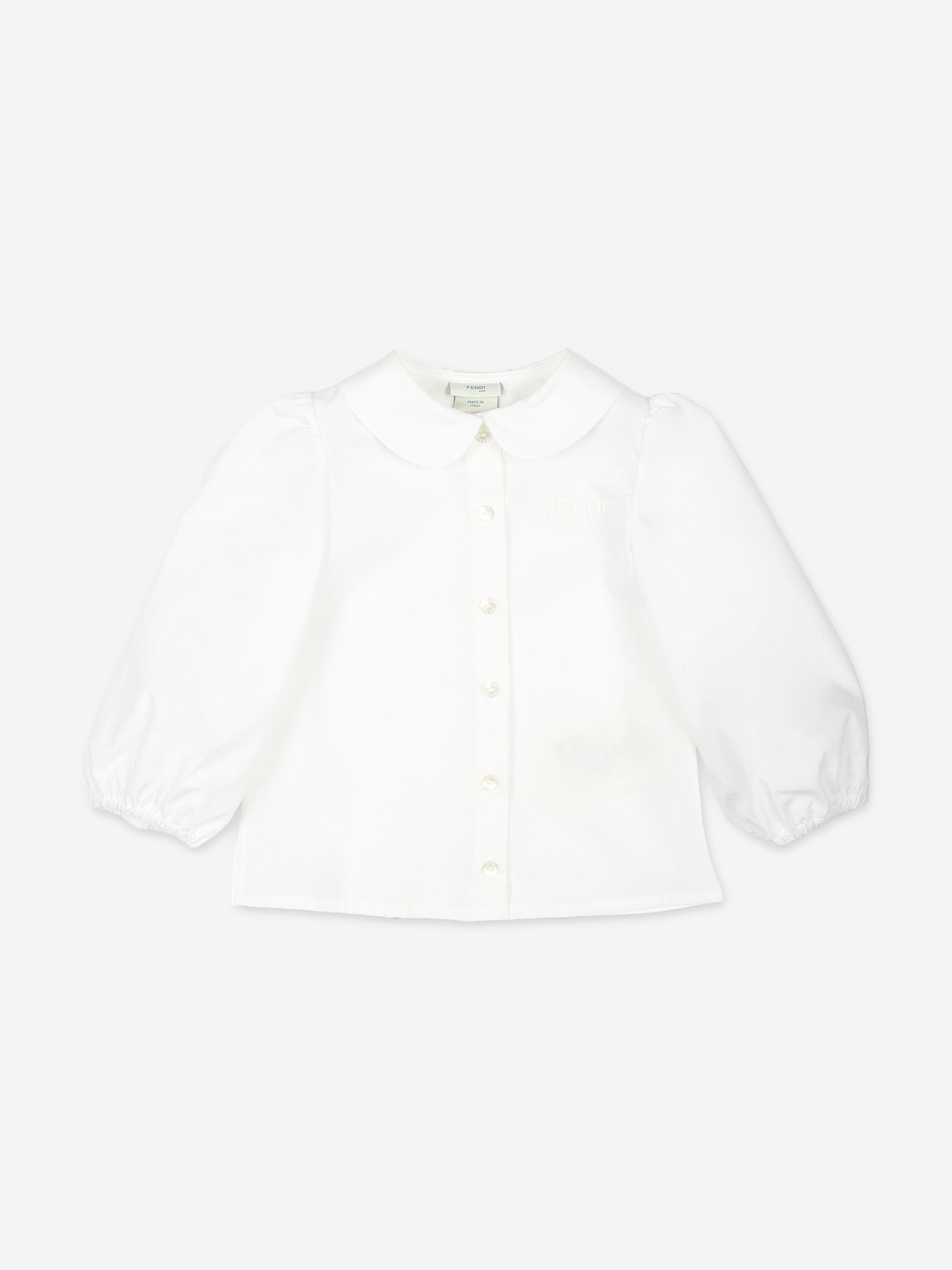 Fendi Baby Girls Cotton Blouse in White