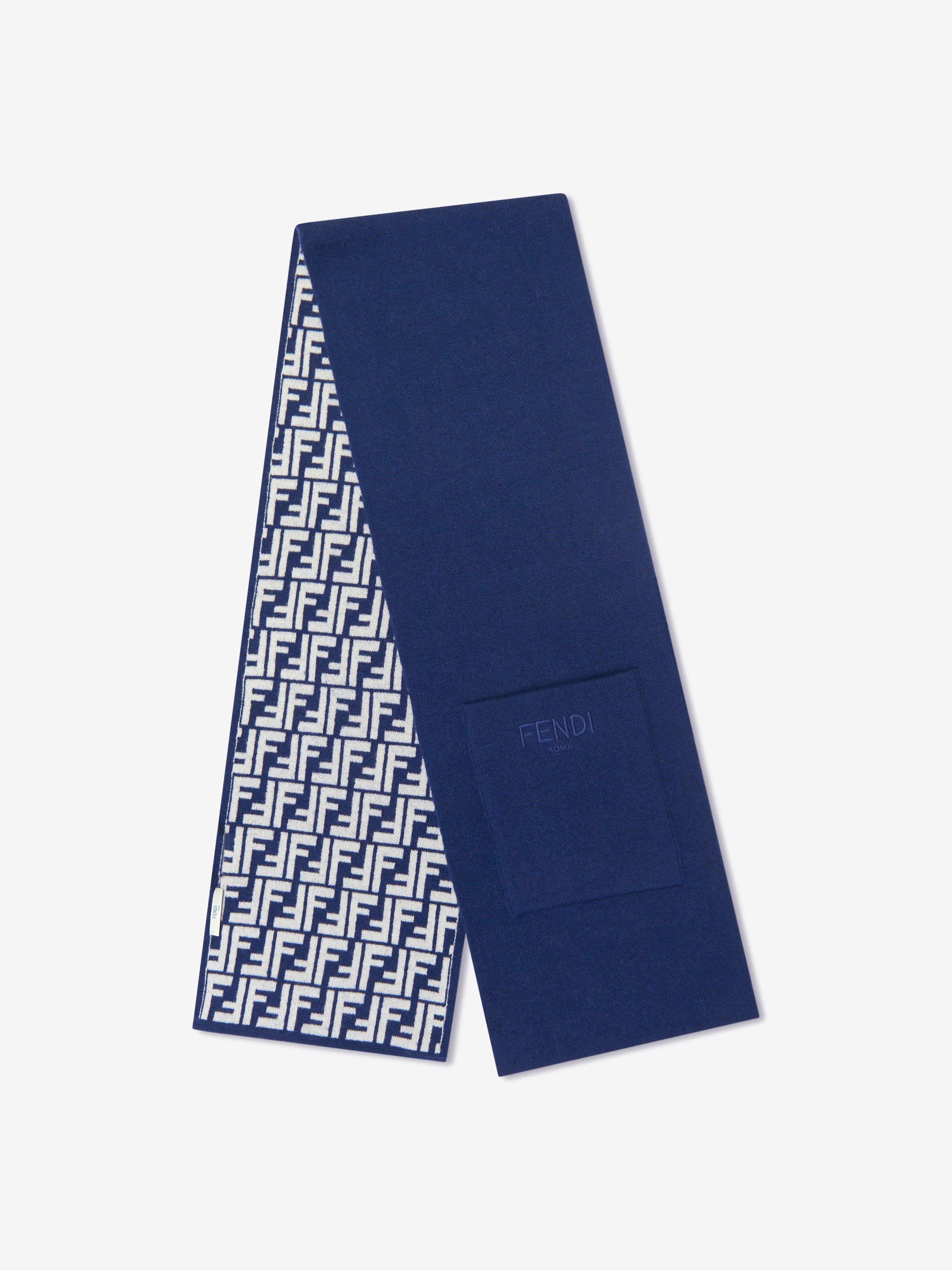 Kids Wool FF Reversible Scarf in Blue