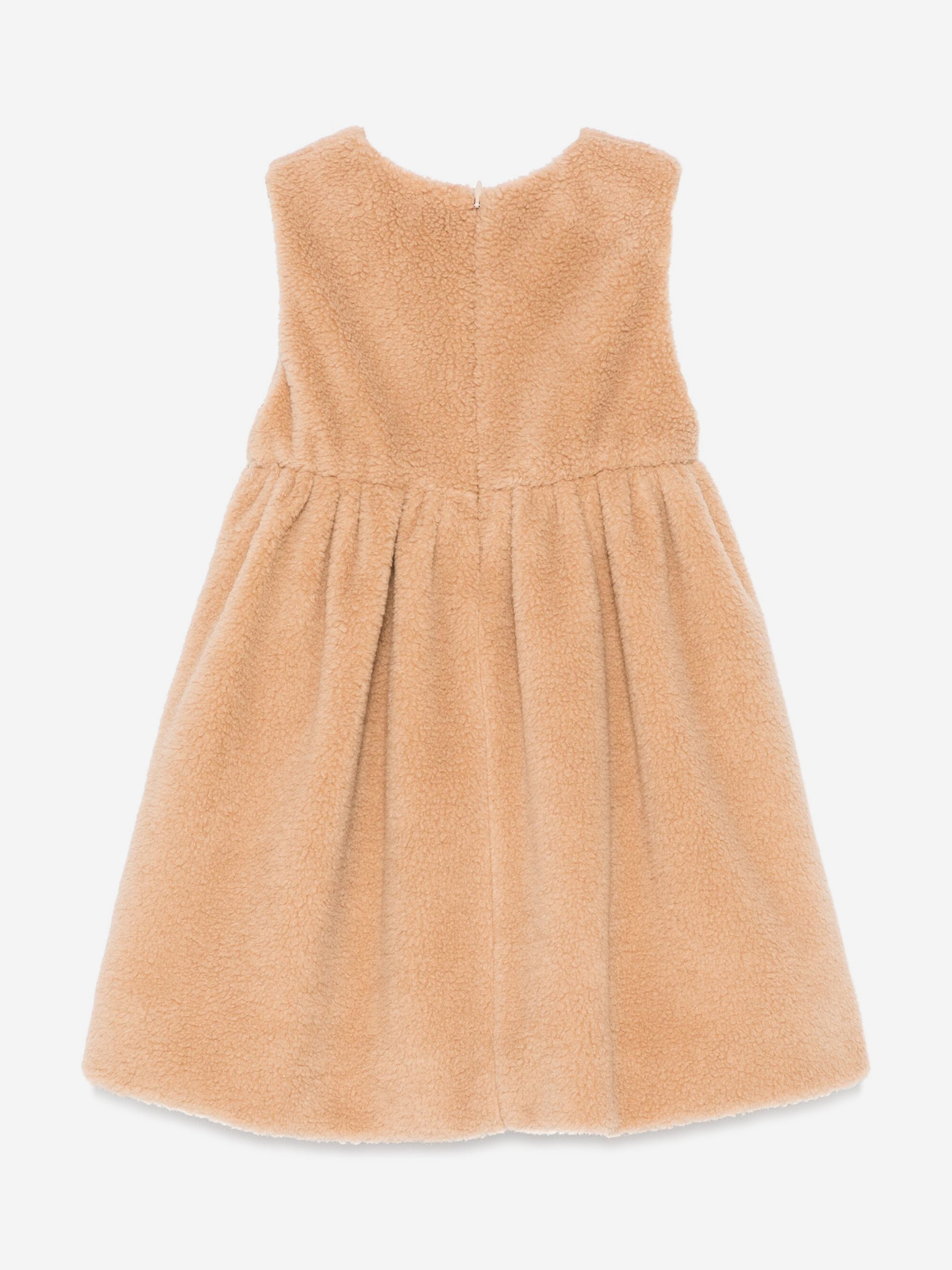 Fendi Baby Girls Teddy Fleece Dress in Beige