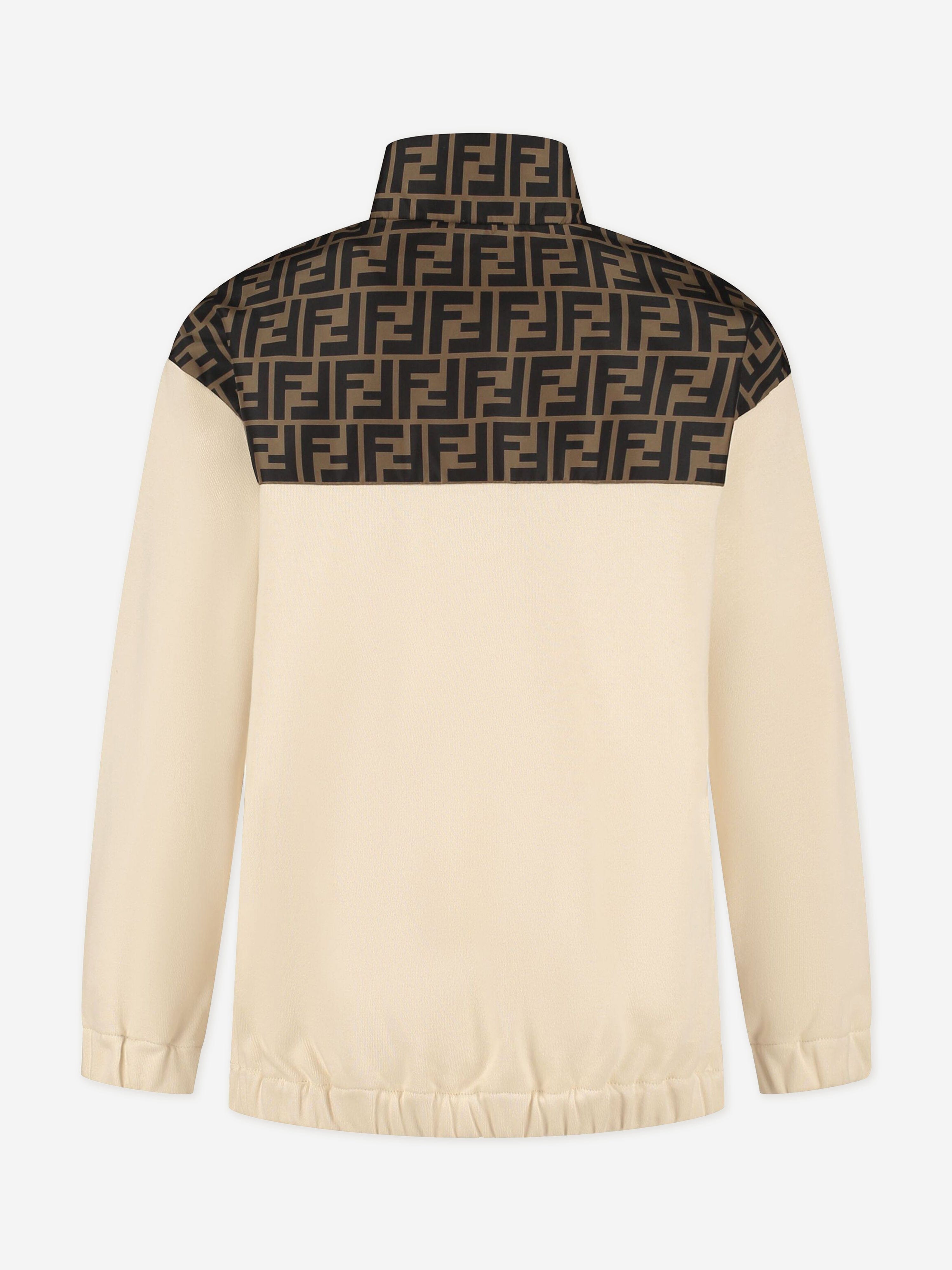 Fendi Kids FF Logo Sweatshirt in Beige