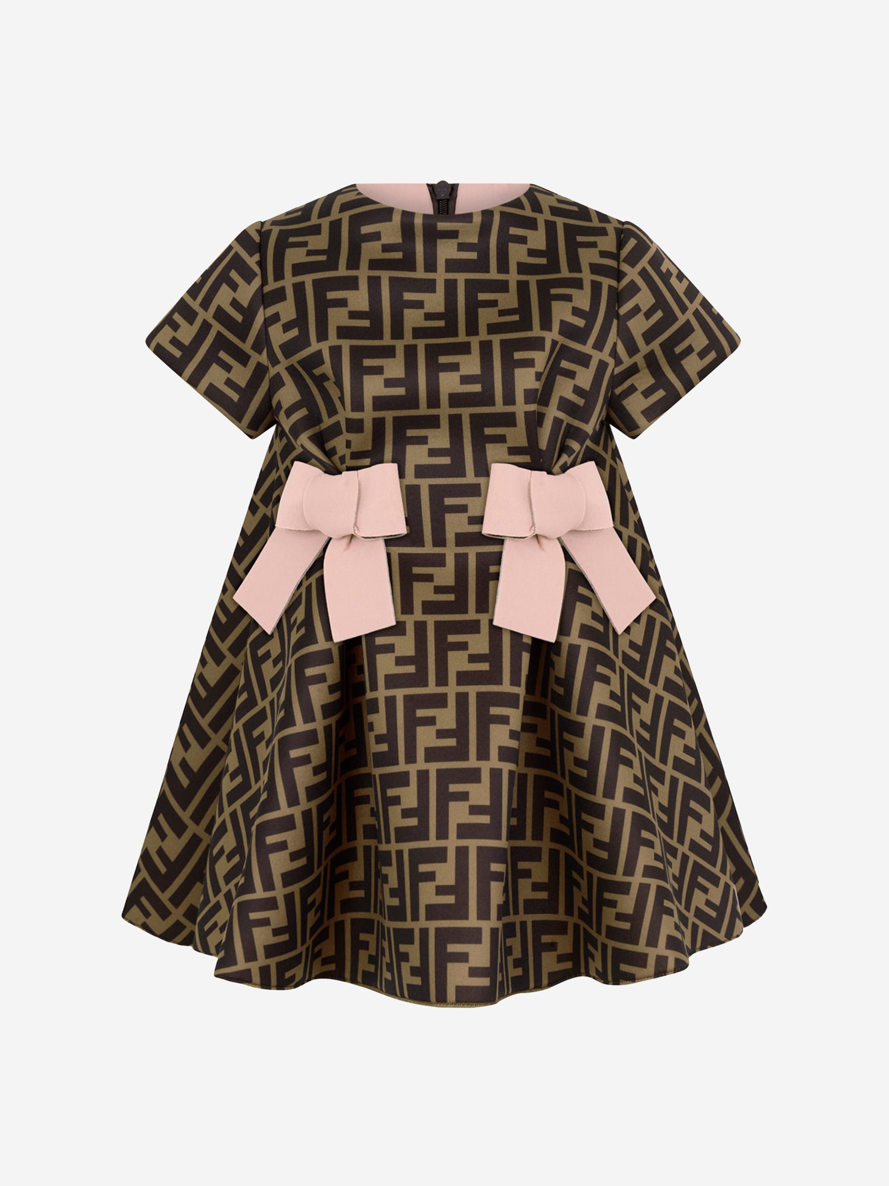 Baby Girls FF Logo Dress in Brown
