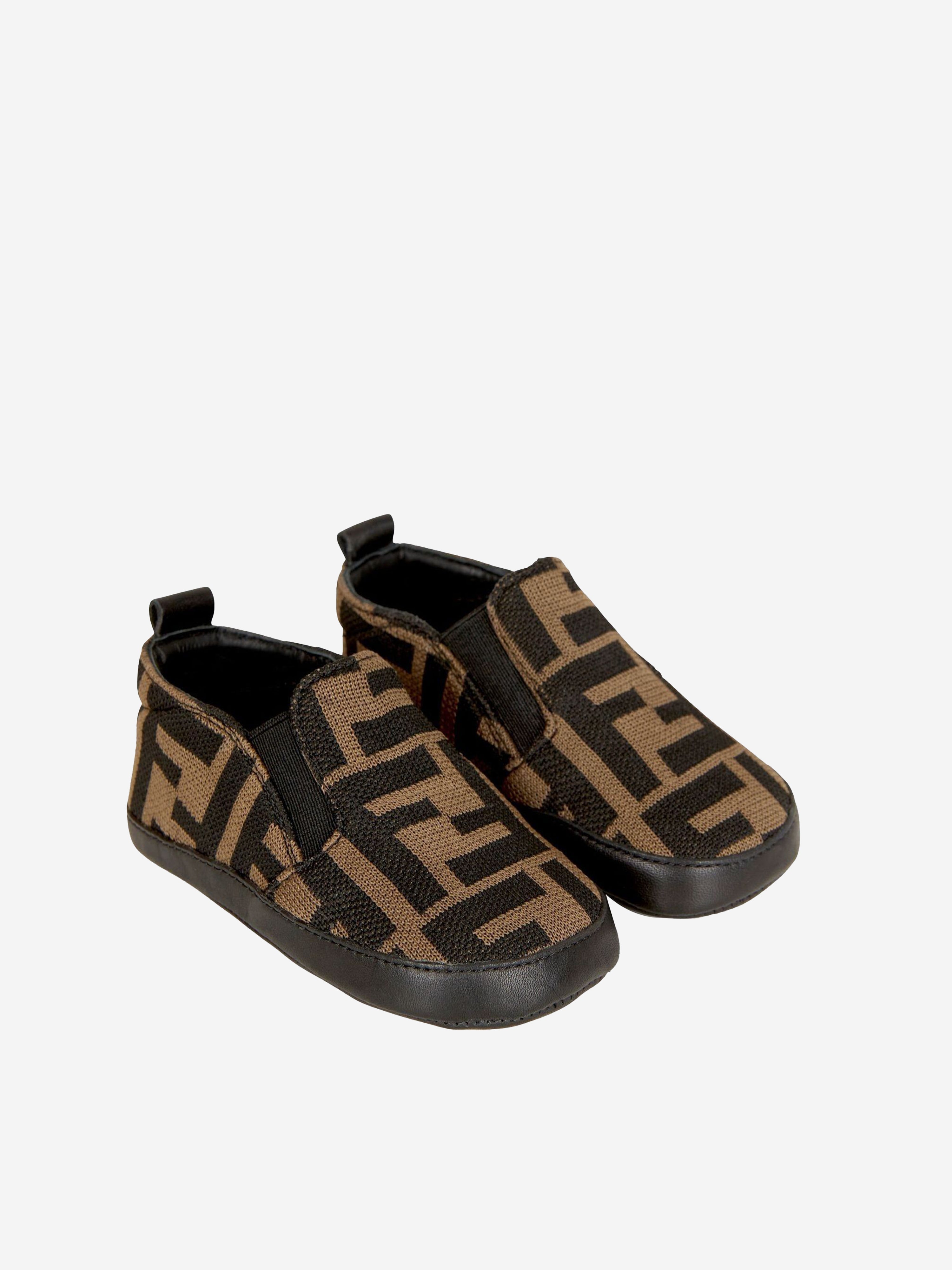 Baby Boys FF Logo Slip On Shoes in Brown