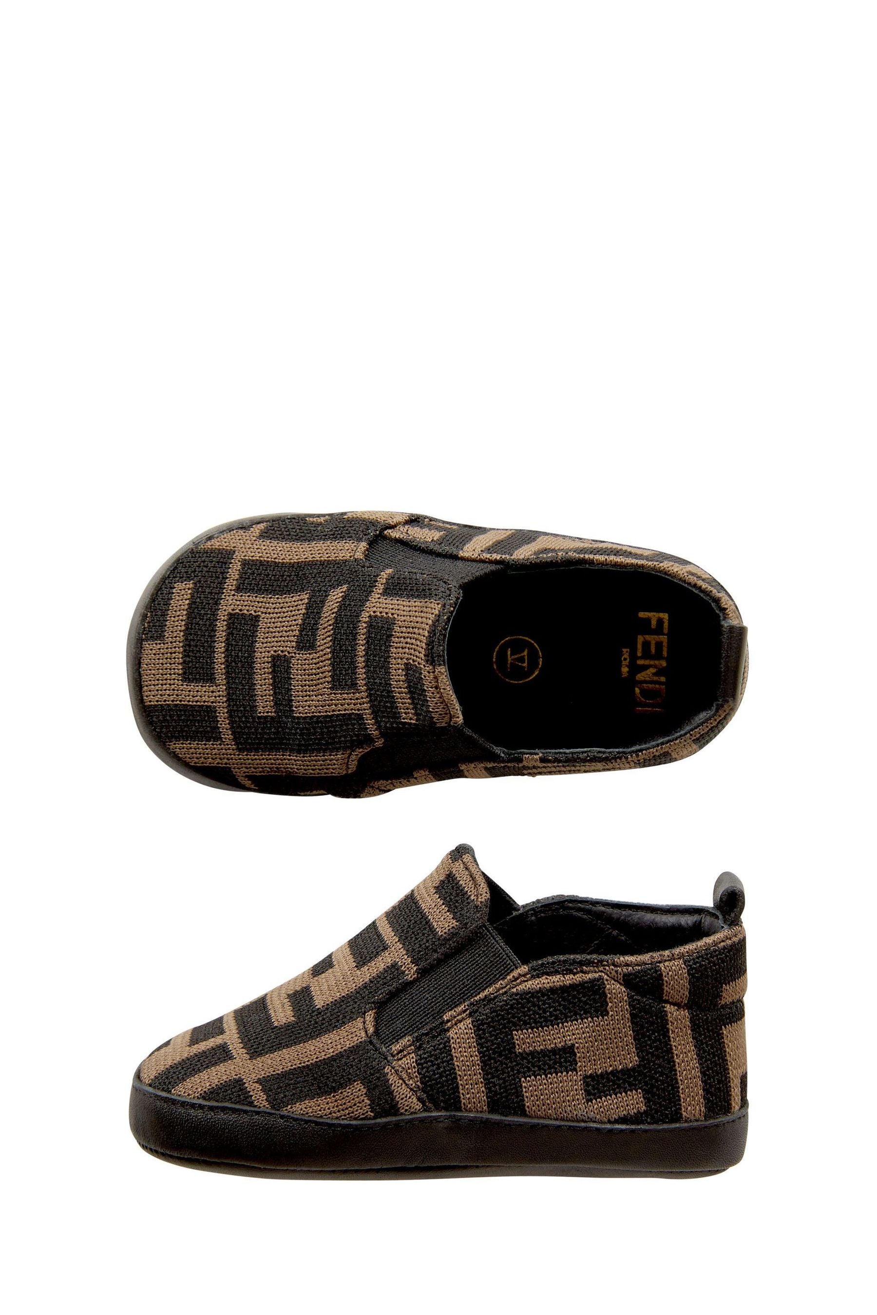 Baby Boys FF Logo Slip On Shoes in Brown