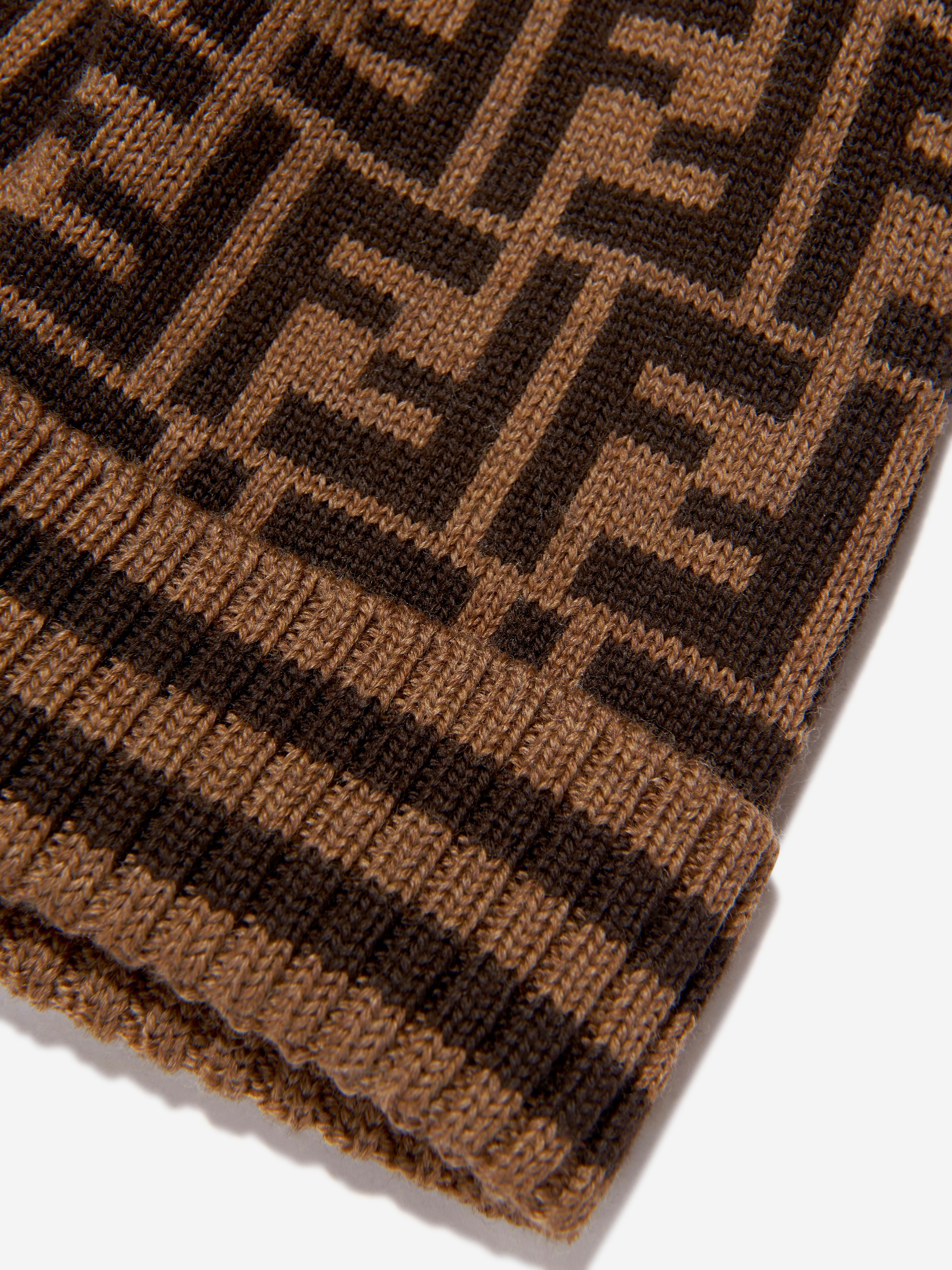 Kids Wool Beanie Hat With Ears in Brown