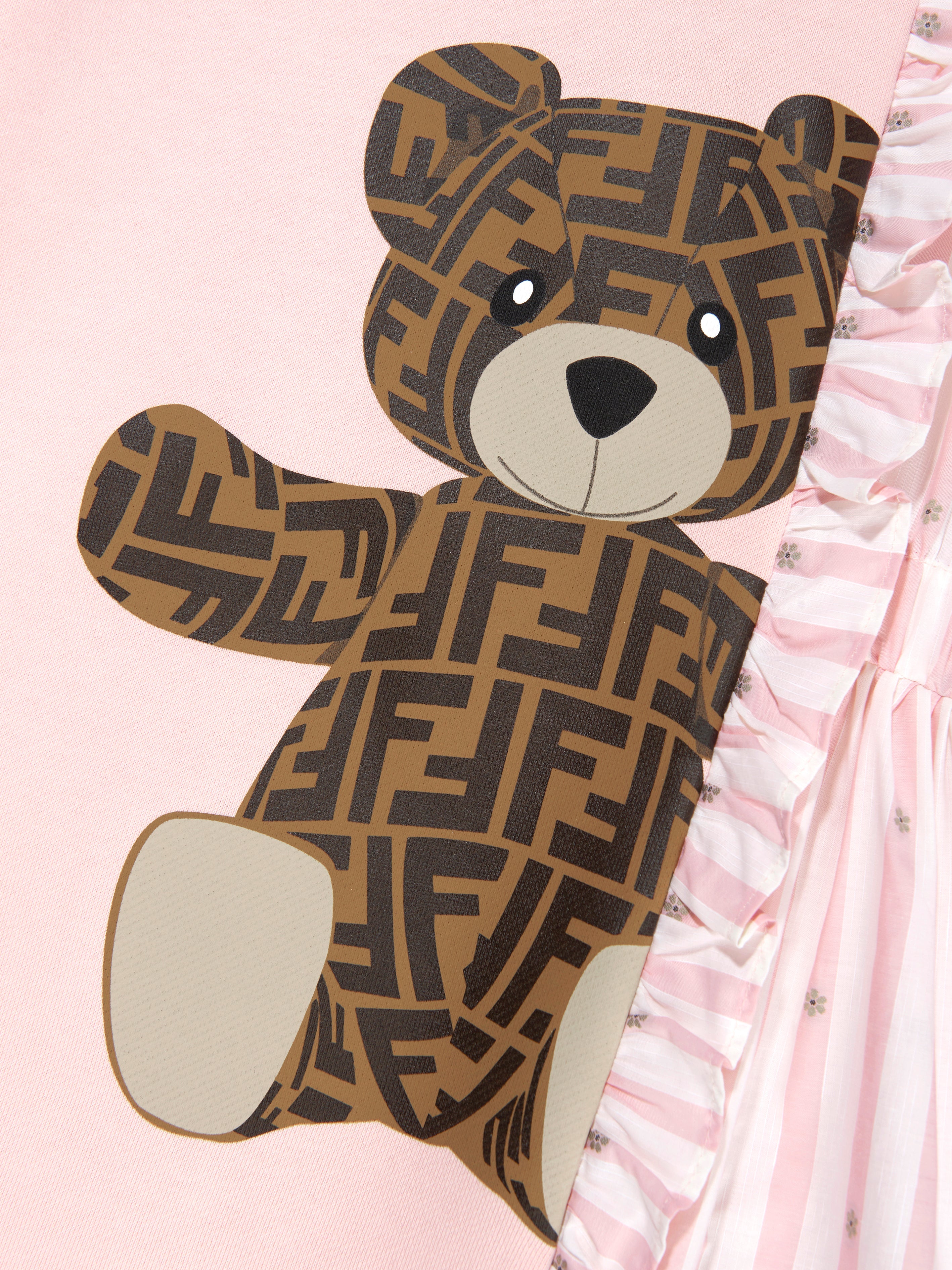 Girls Double Fabic Bear Dress in Pink
