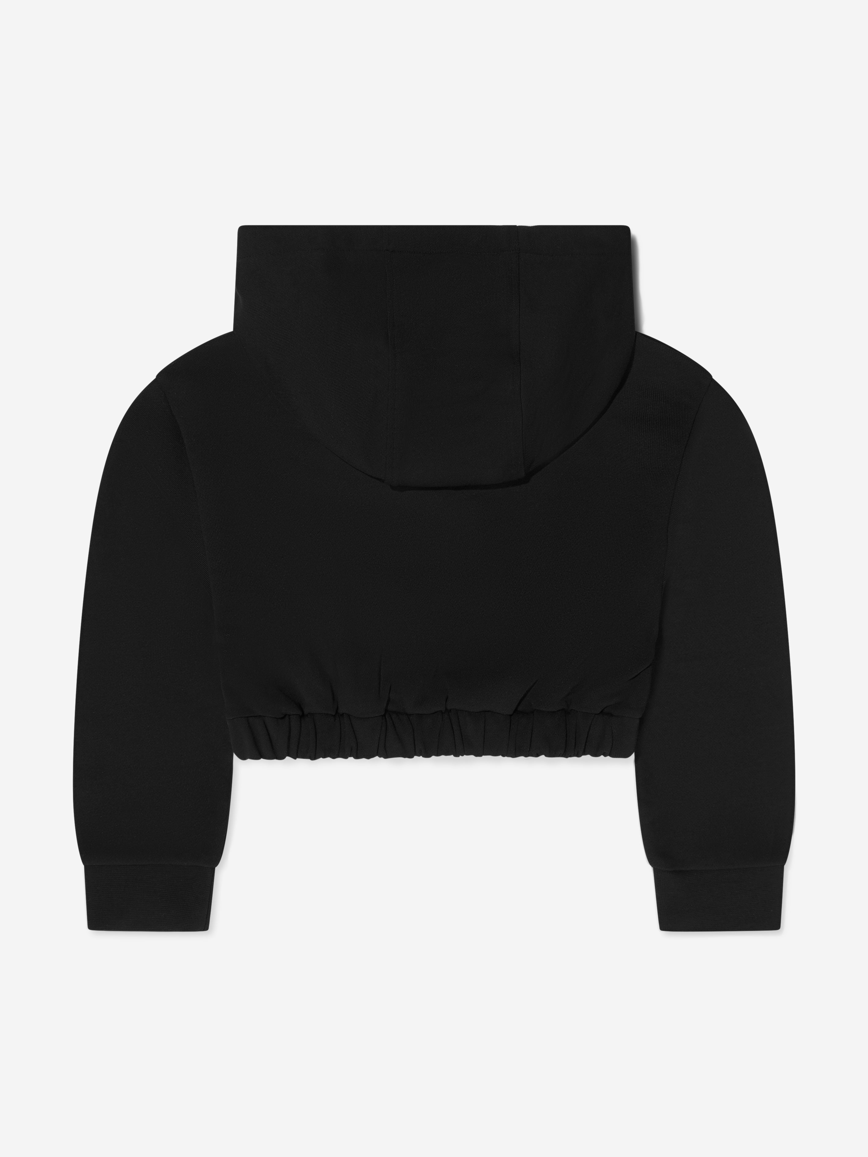 Girls Cropped Logo Hooded Sweatshirt in Black