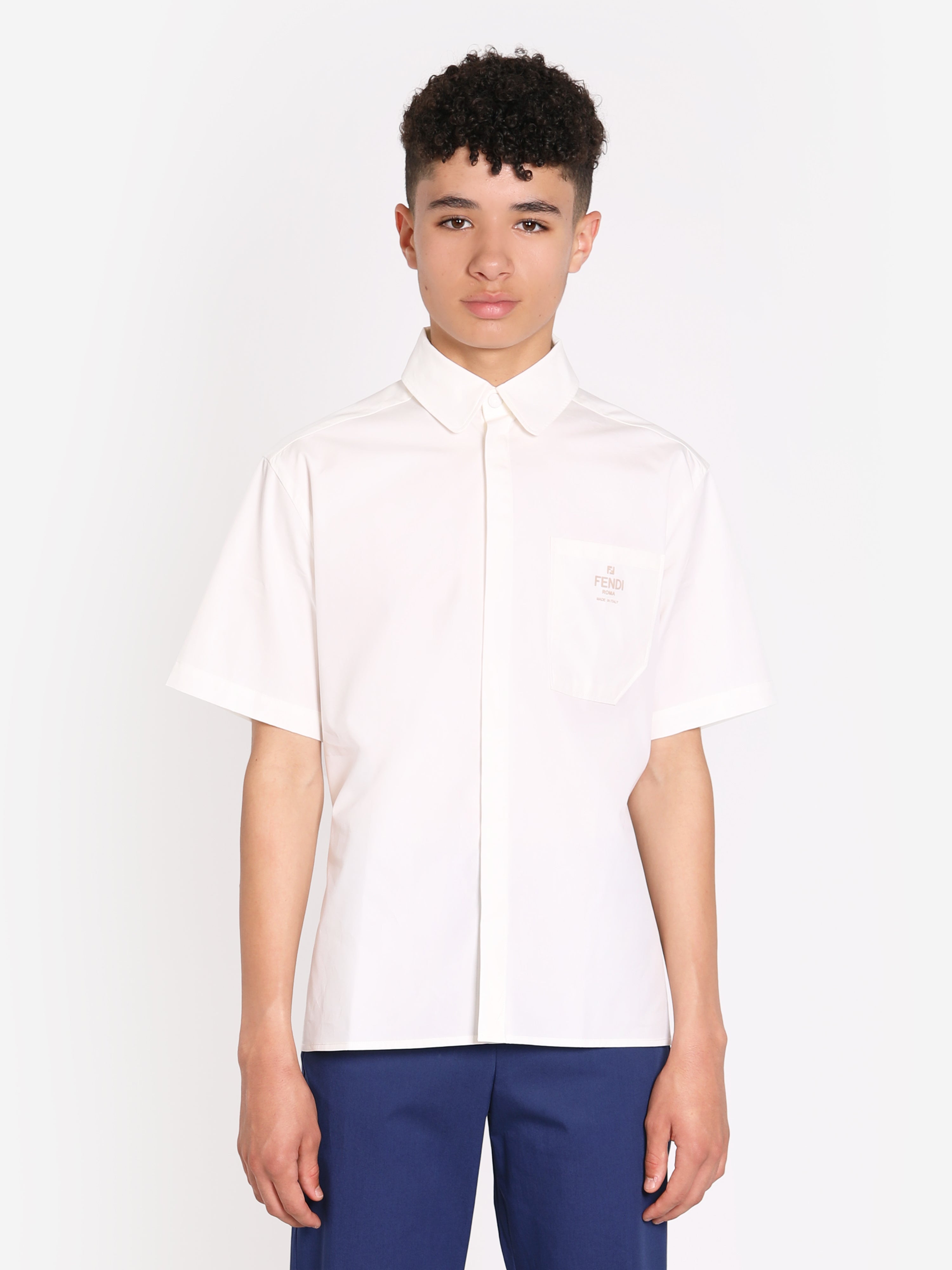 Boys Short Sleeve Logo Shirt in White