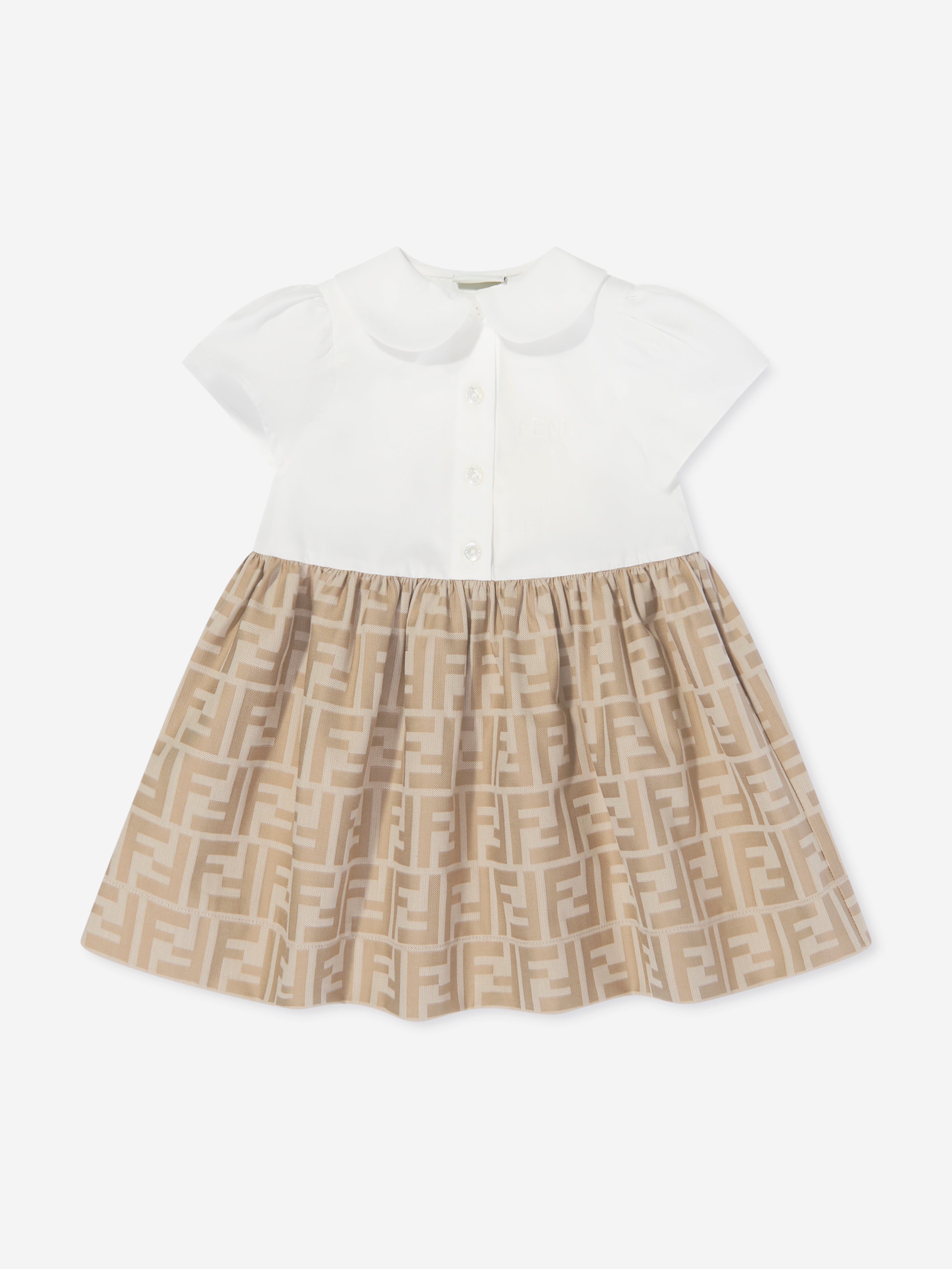Baby Girls FF Jacquard Dress in Beige