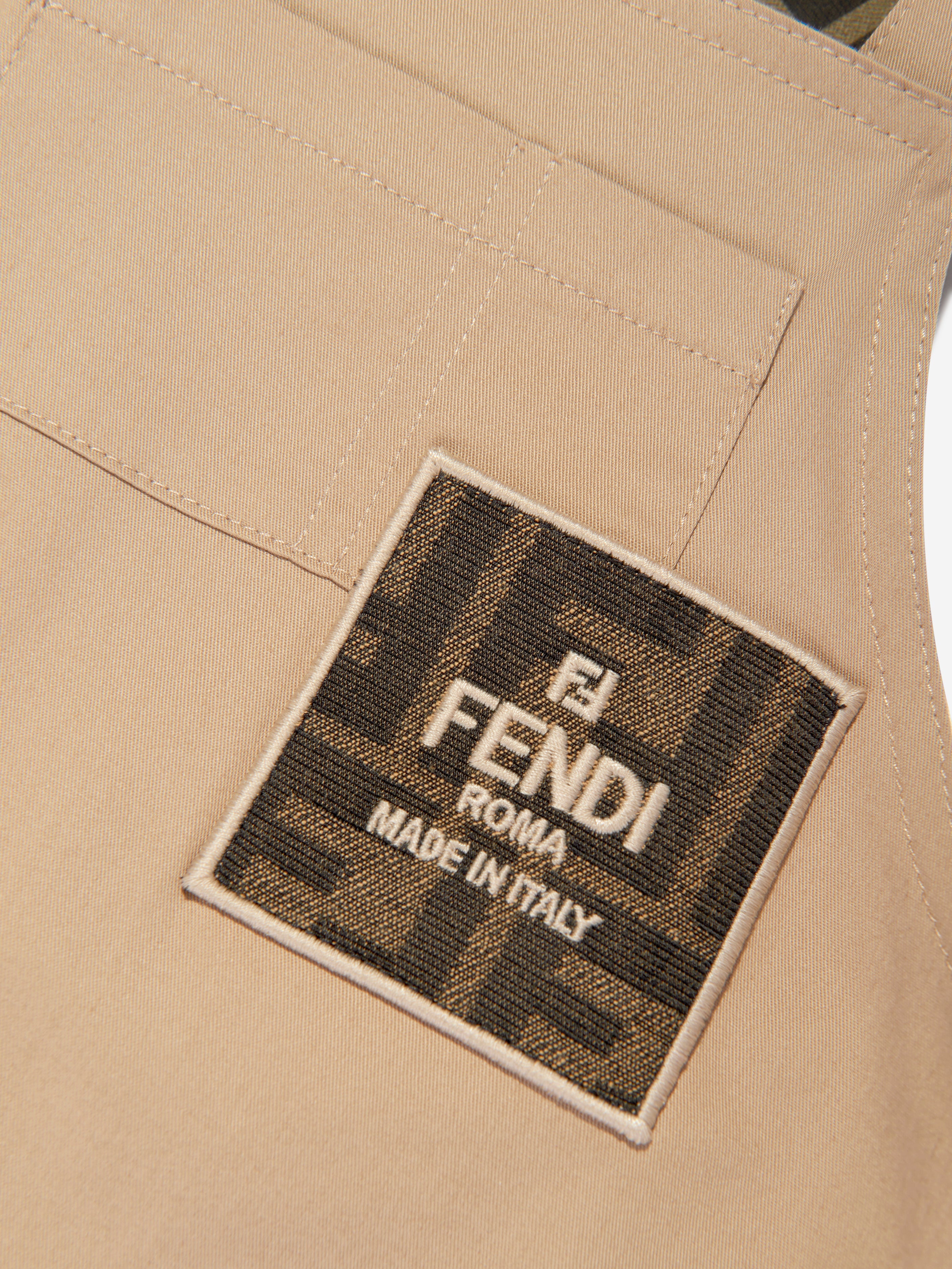 Baby FF Logo Dungarees in Beige