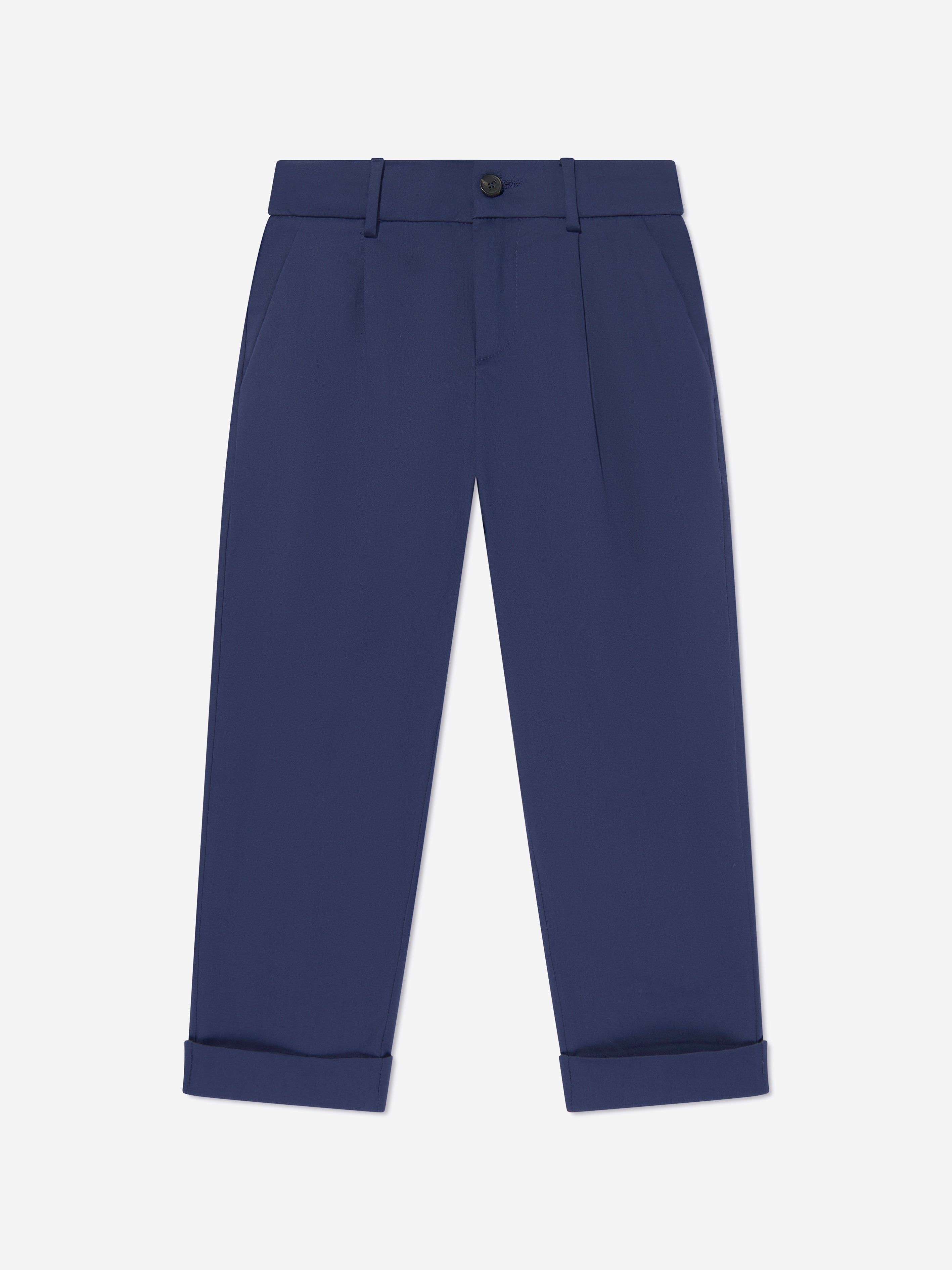 Boys Gabardine Stretch Trousers in Navy