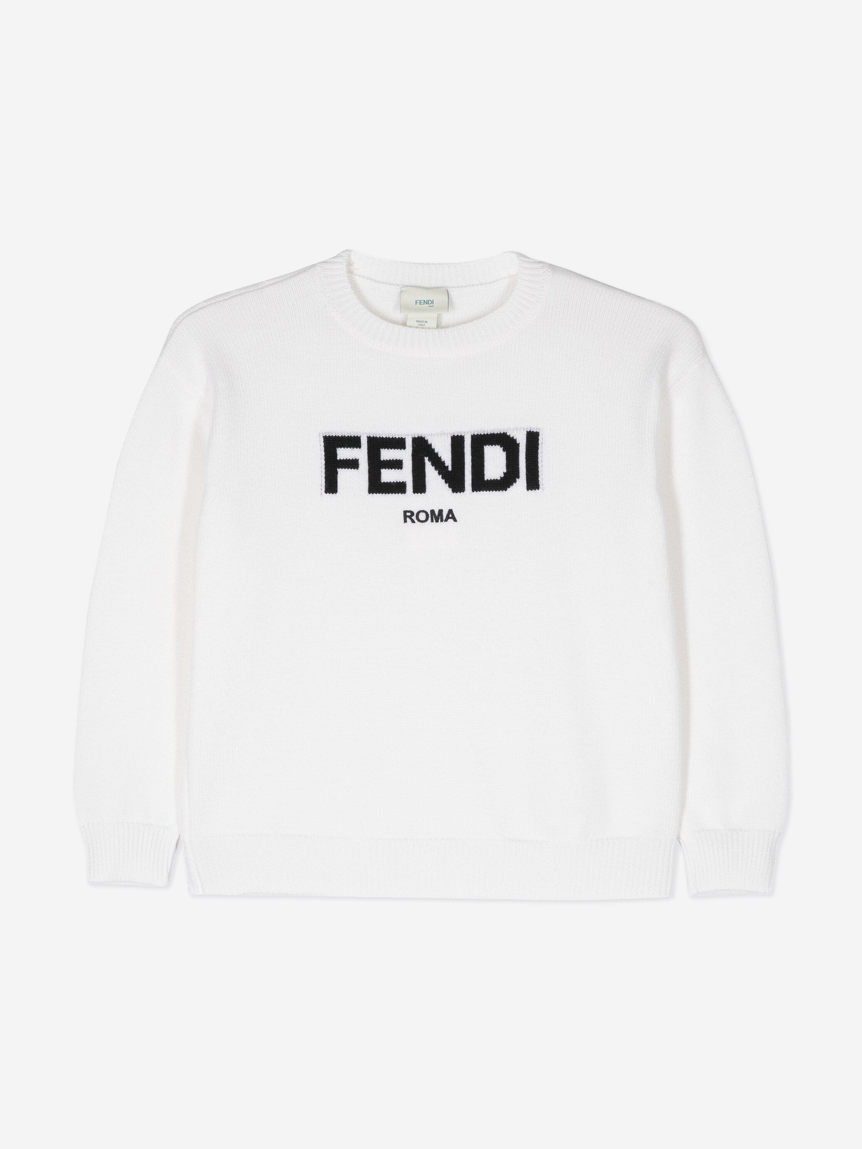 Fendi Kids Wool Knit Jumper in White