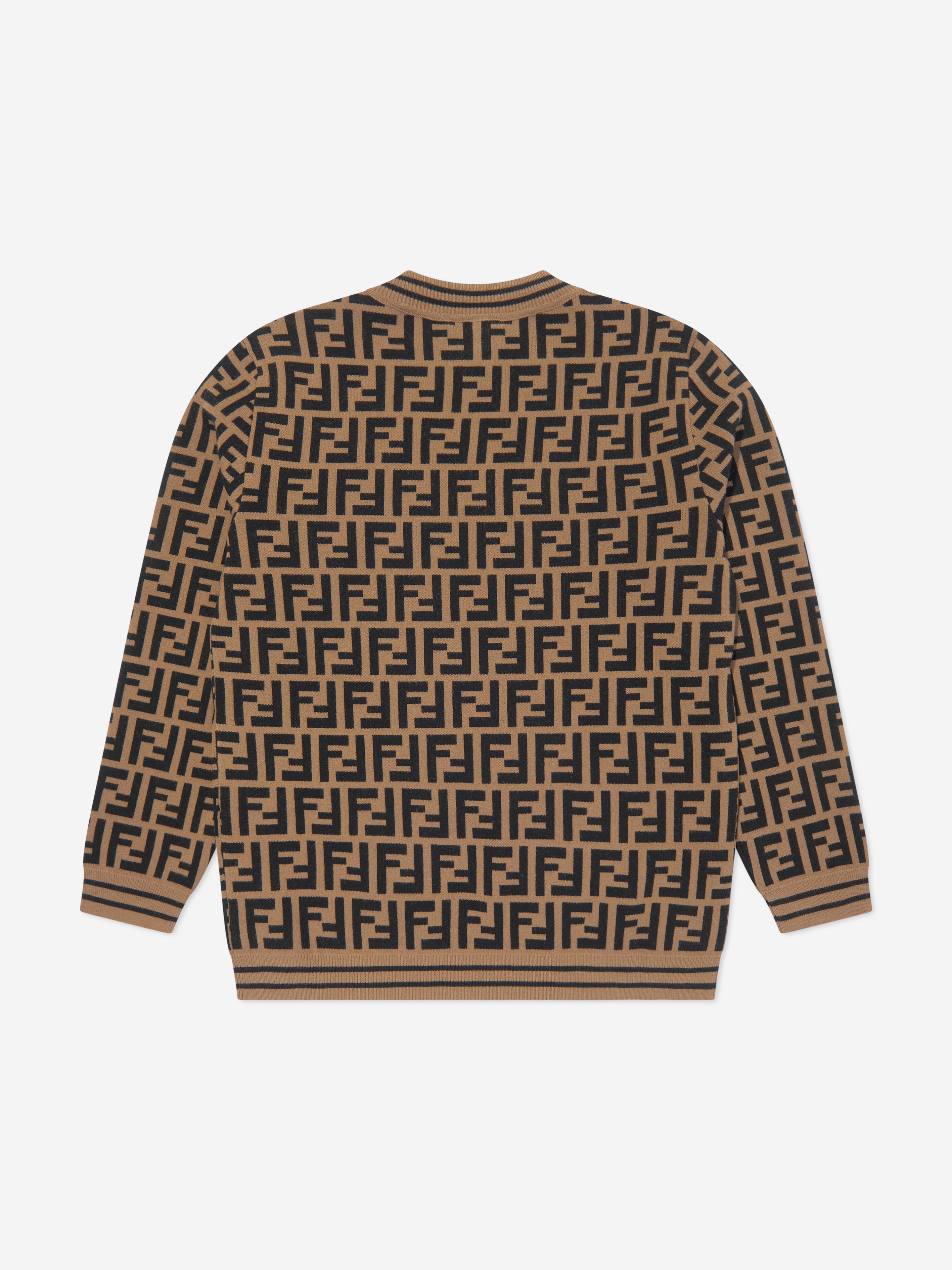 Kids FF Logo Knitted Jumper in Brown