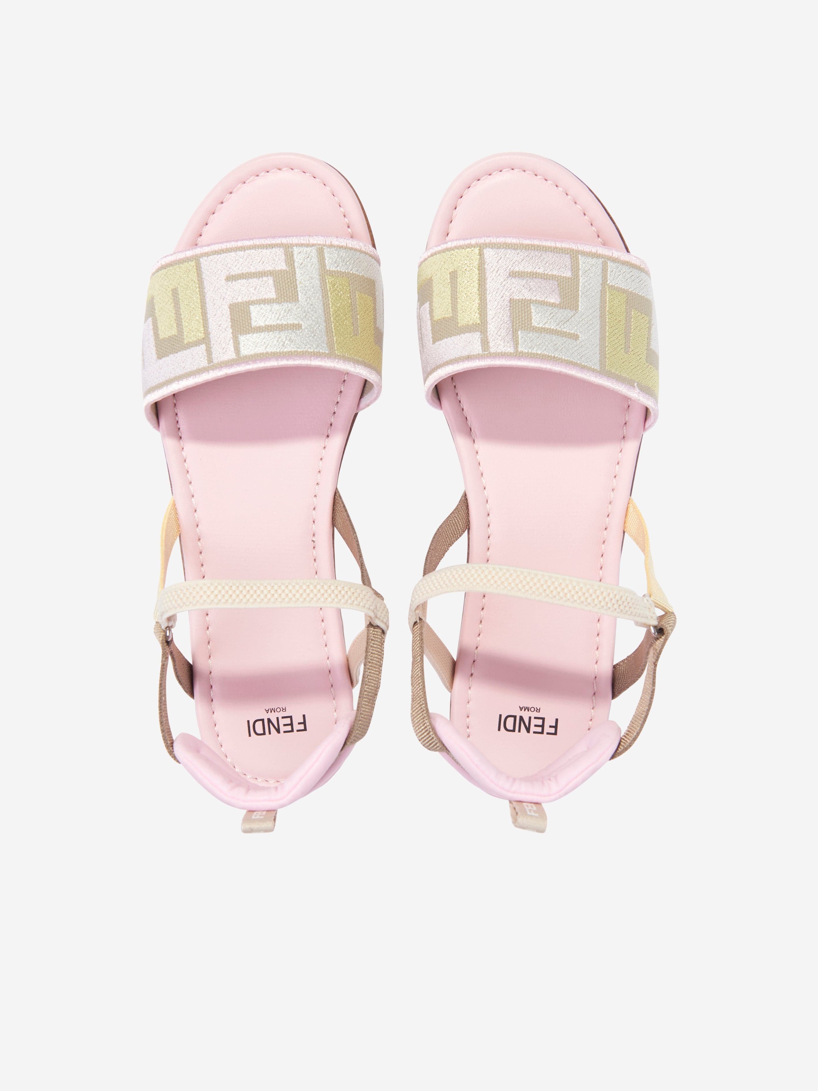 Fendi Girls FF Puzzle Sandals in Pink