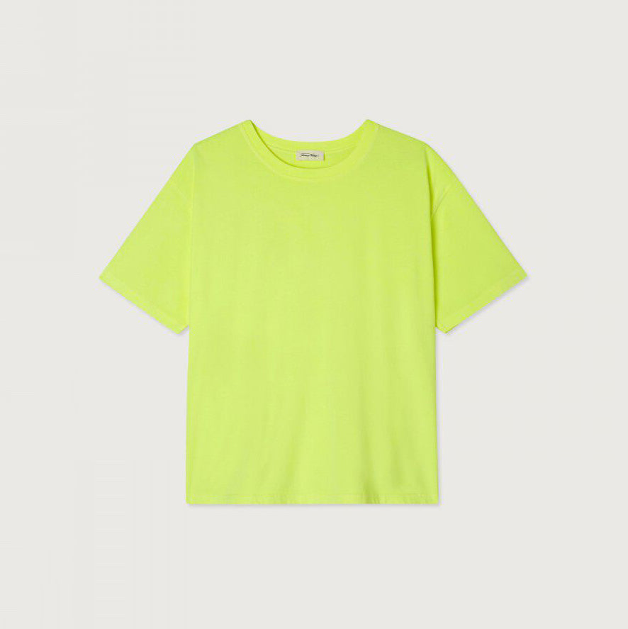 Girls Fluo Green Cotton T-Shirt