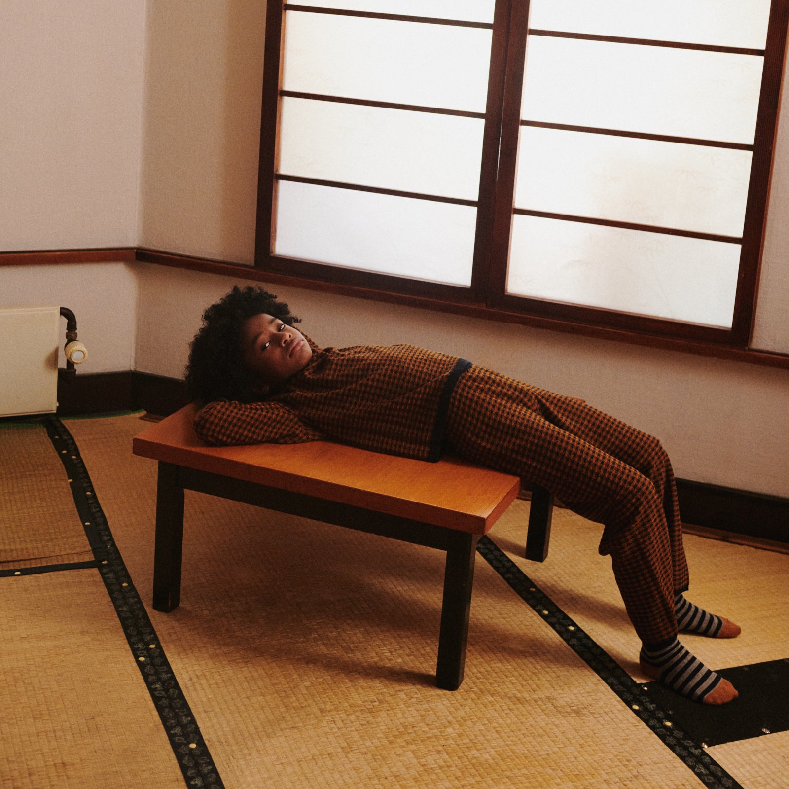 Boys & Girls Caramel Check Wool Polo Shirt