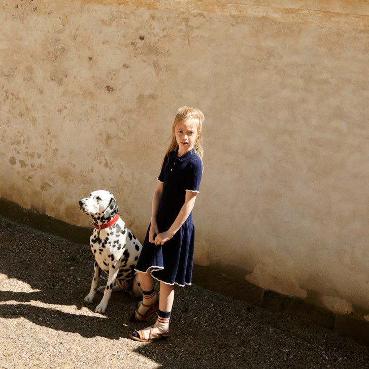 Girls Dark Blue Cotton Dress