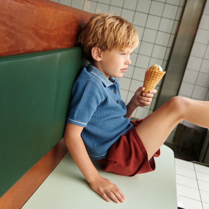 Boys & Girls Blue Cotton Polo Shirt