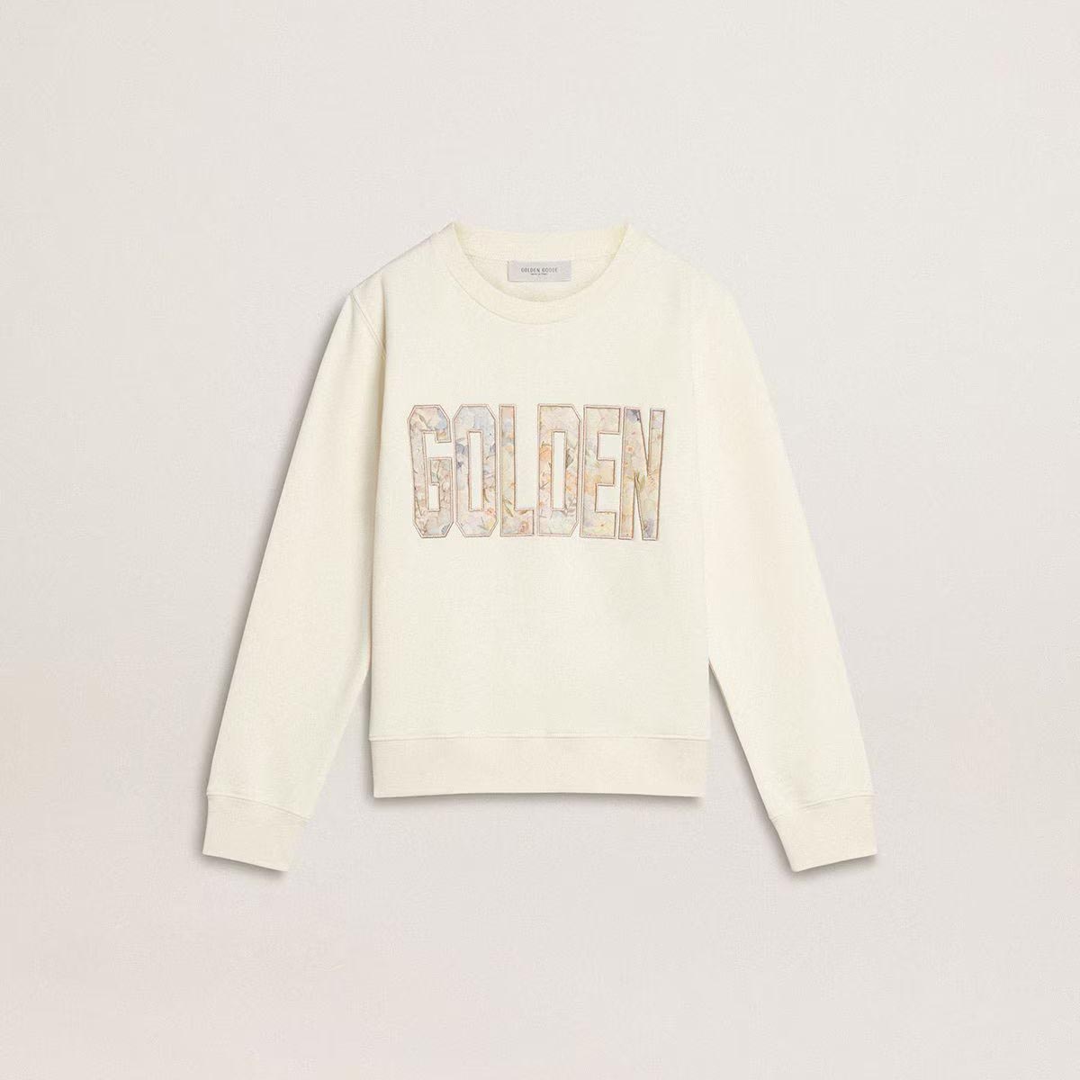 Girls White Logo Cotton Sweatshirt