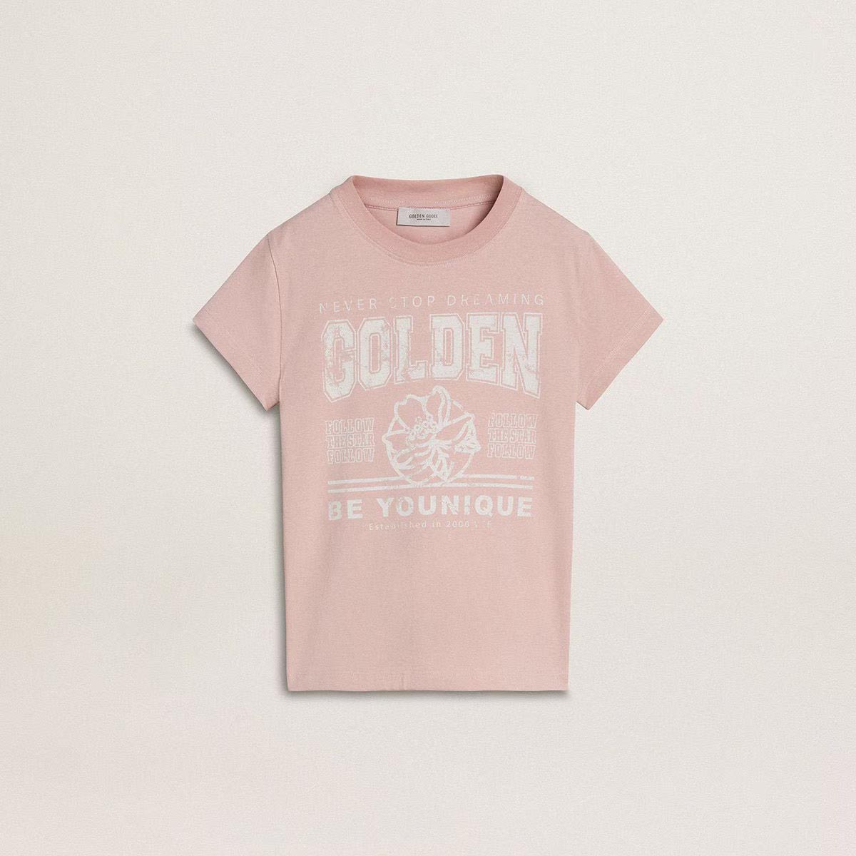 Girls Pink Printed Logo Cotton T-Shirt