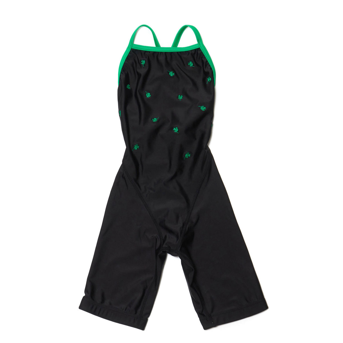 Maillot de bain professionnel court brodé noir pour fille
