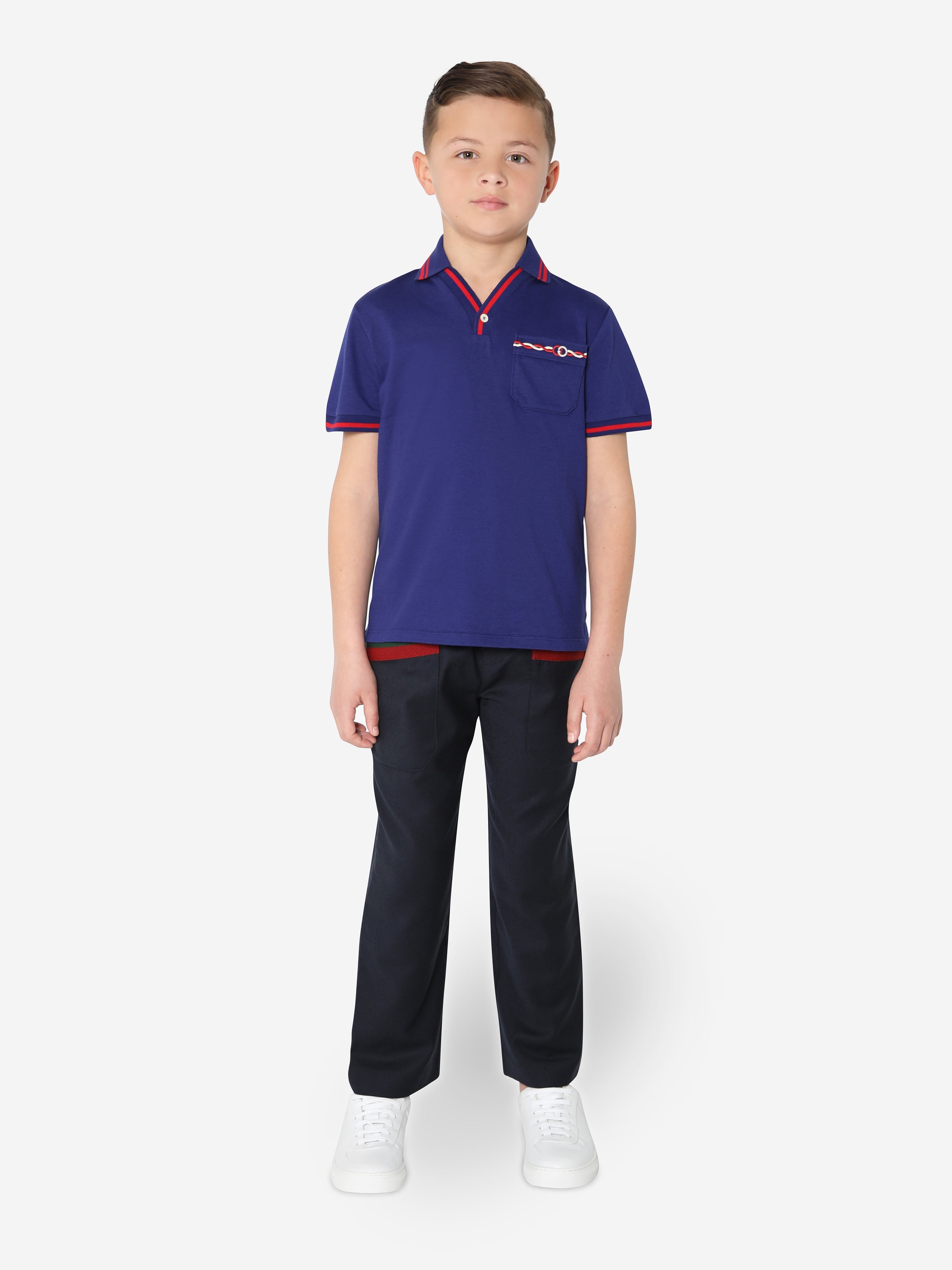 Boys Pocket Polo Shirt in Navy