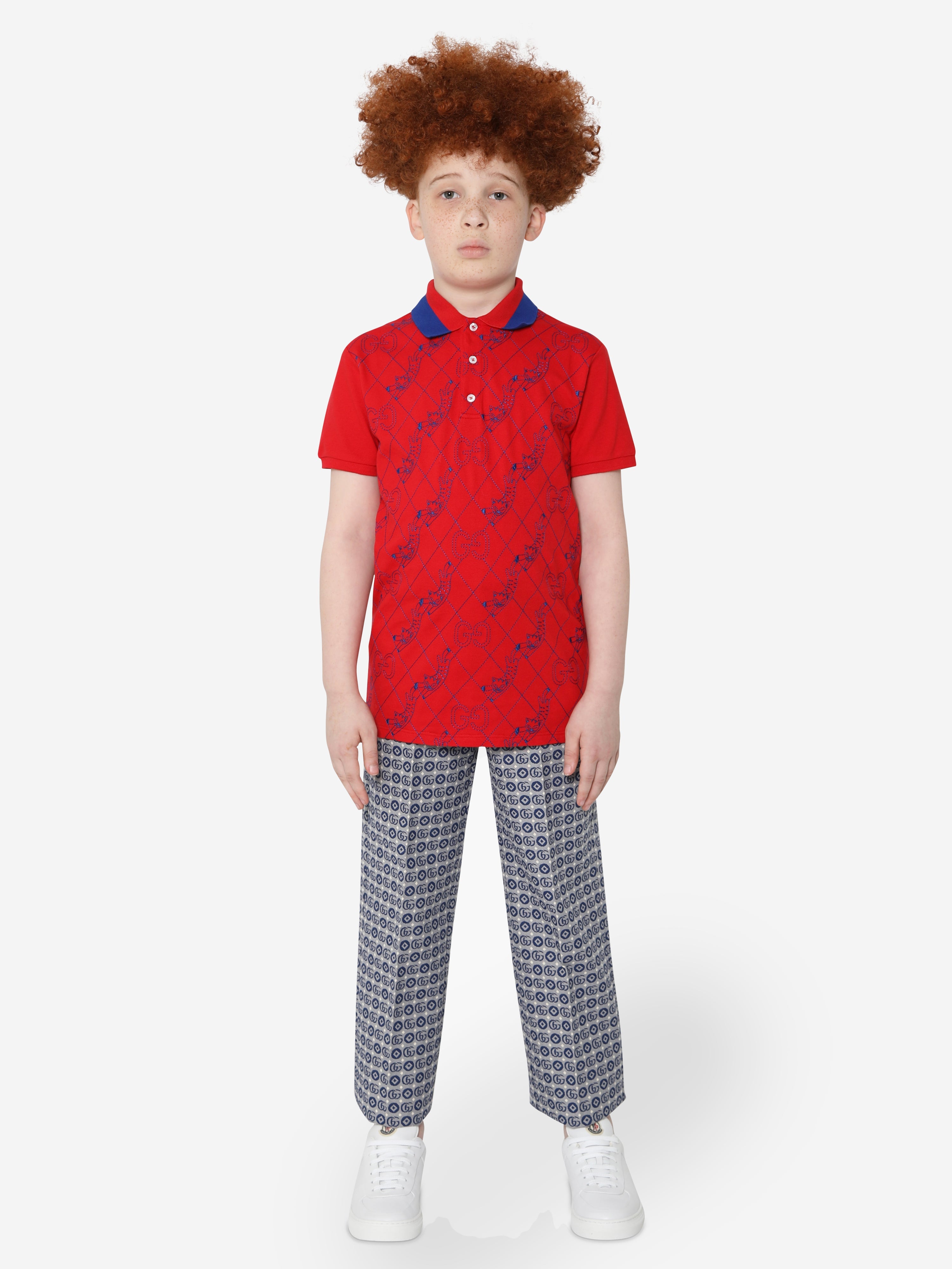 Boys Logo Polo Shirt in Red
