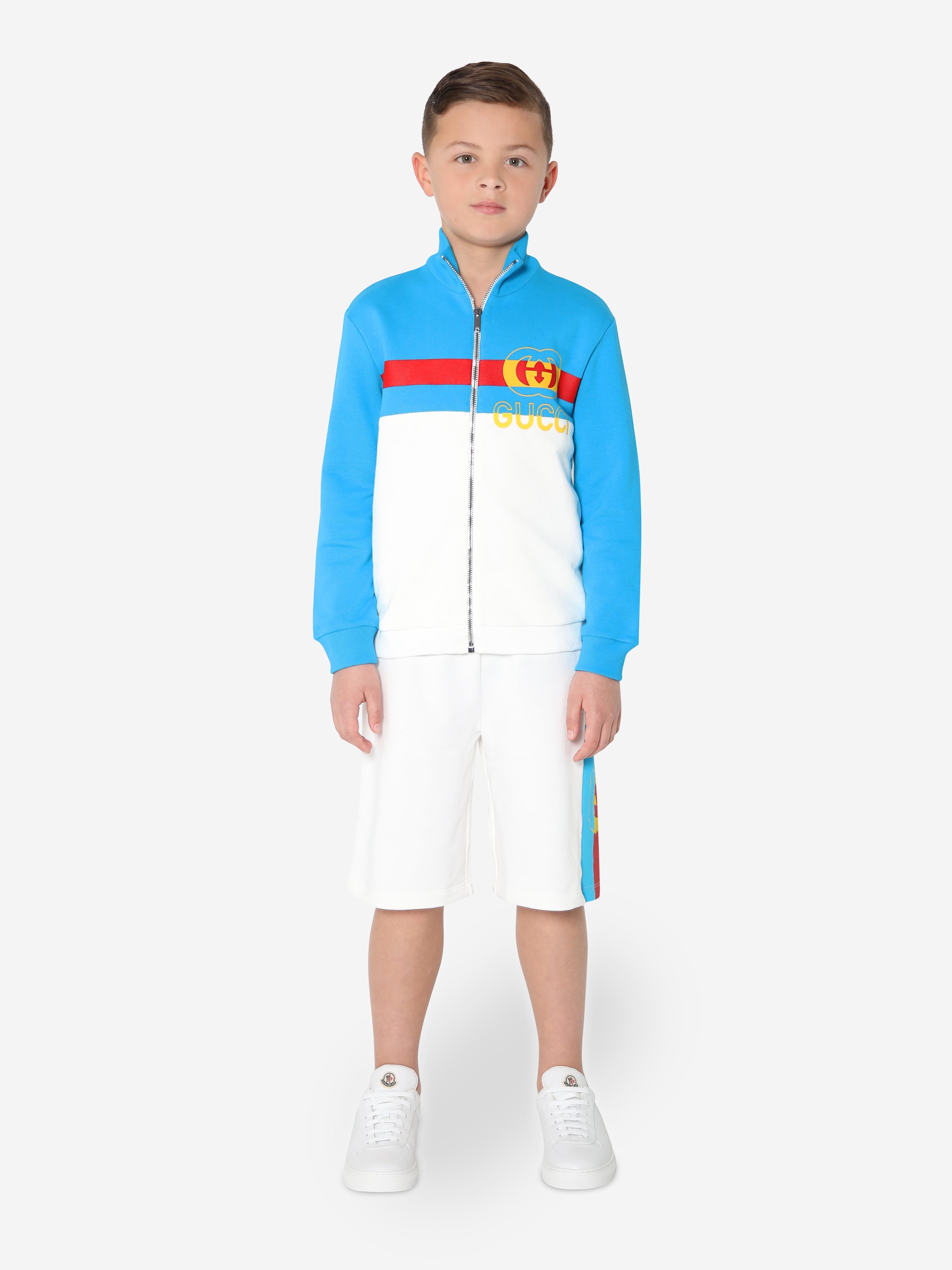 Boys Logo Zip Up Sweatshirt in Blue