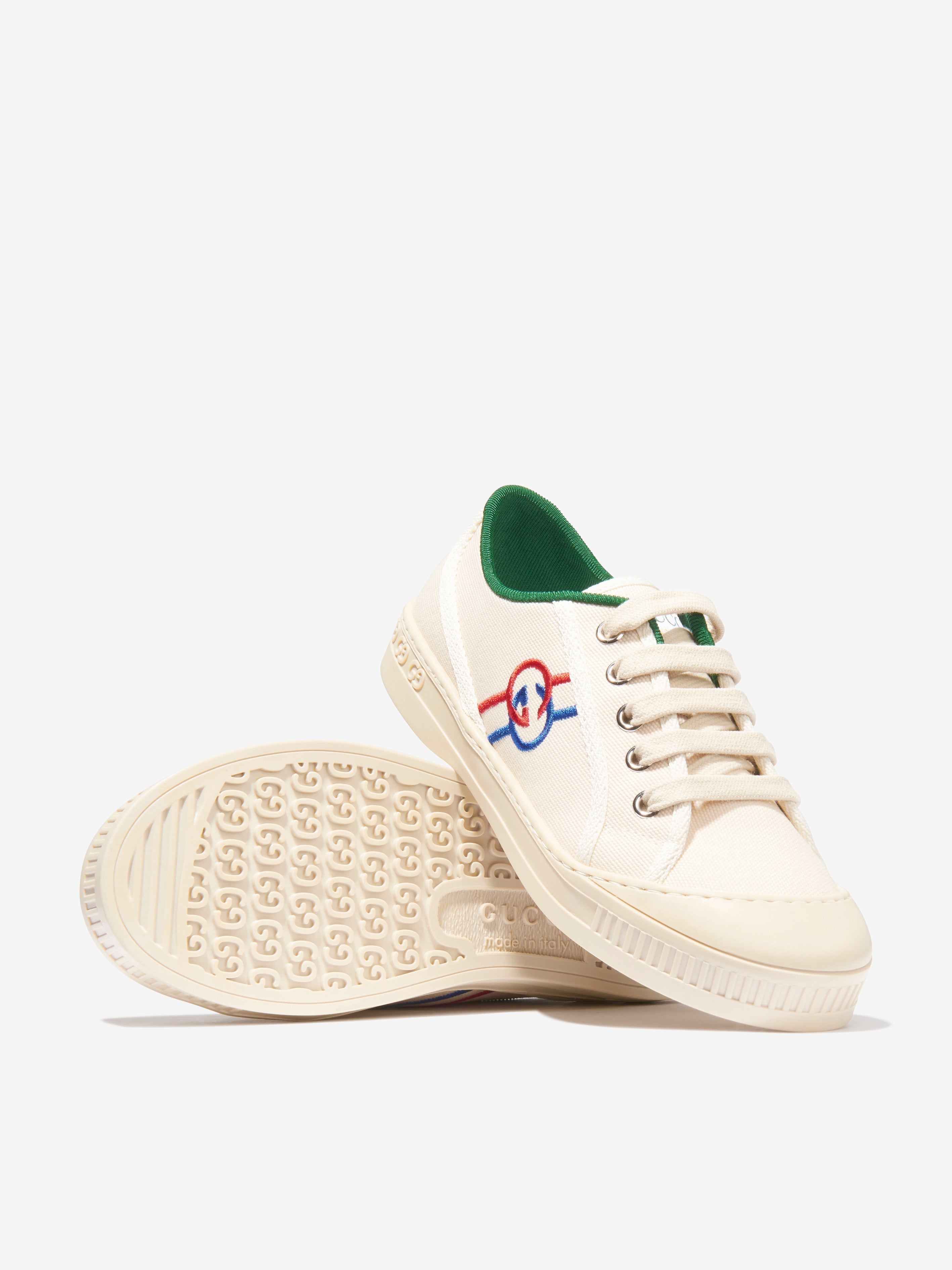 Kids GG Tennis Trainers in White