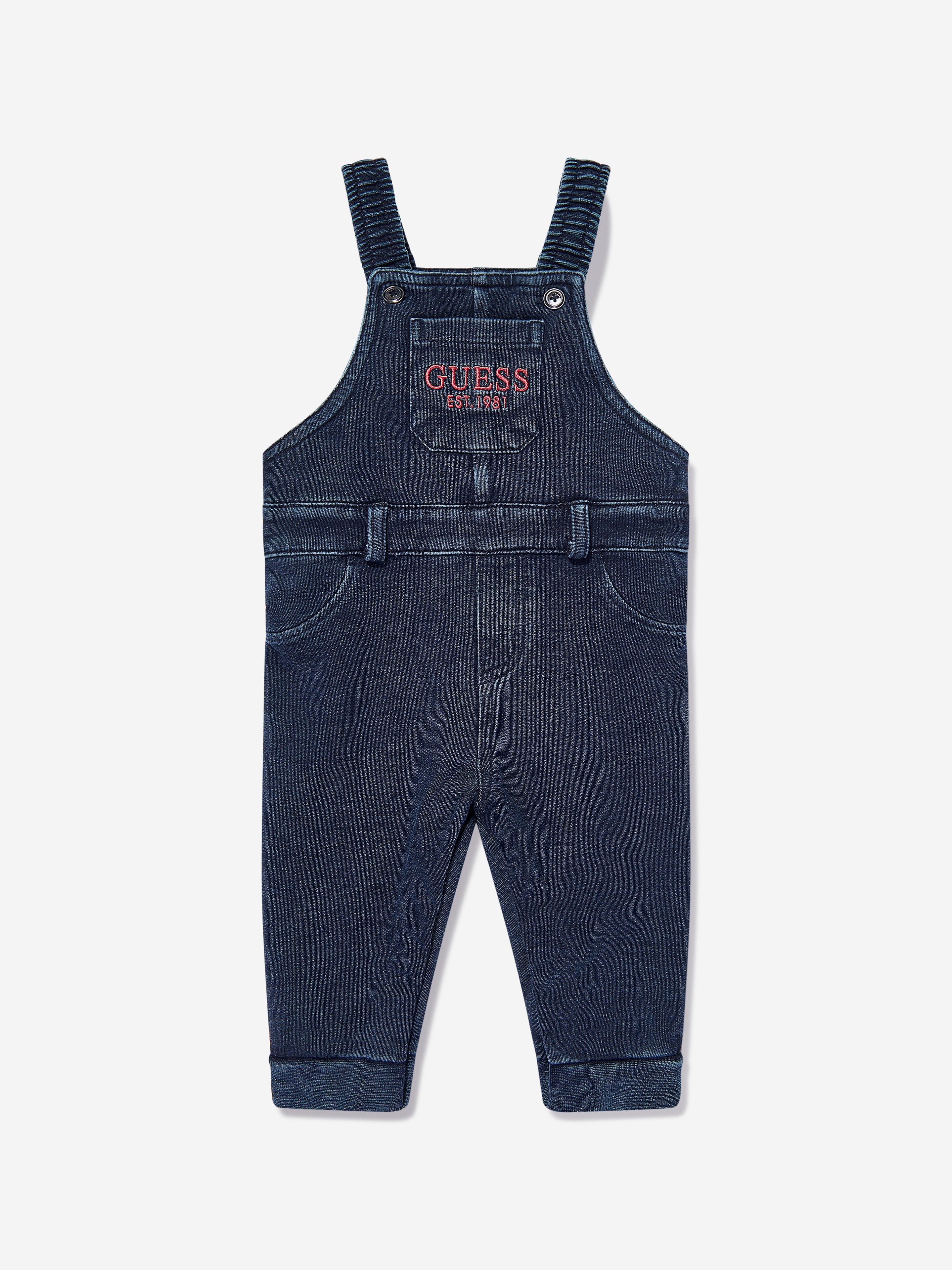Baby Boys Denim Knit Dungarees in Blue