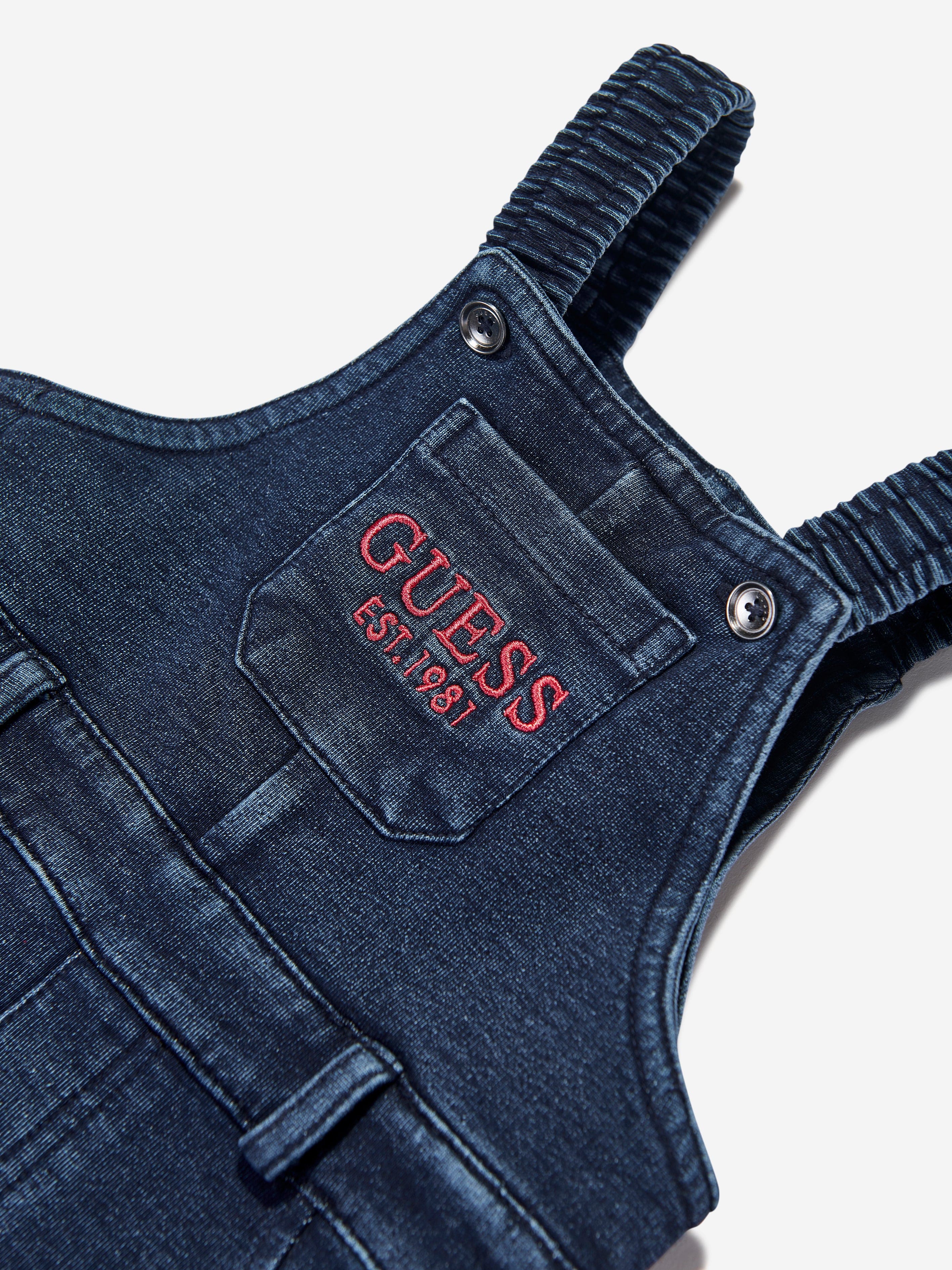 Baby Boys Denim Knit Dungarees in Blue