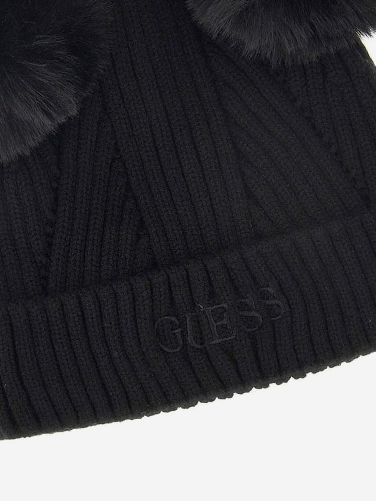 Bonnet en tricot avec pompon Guess Girls noir
