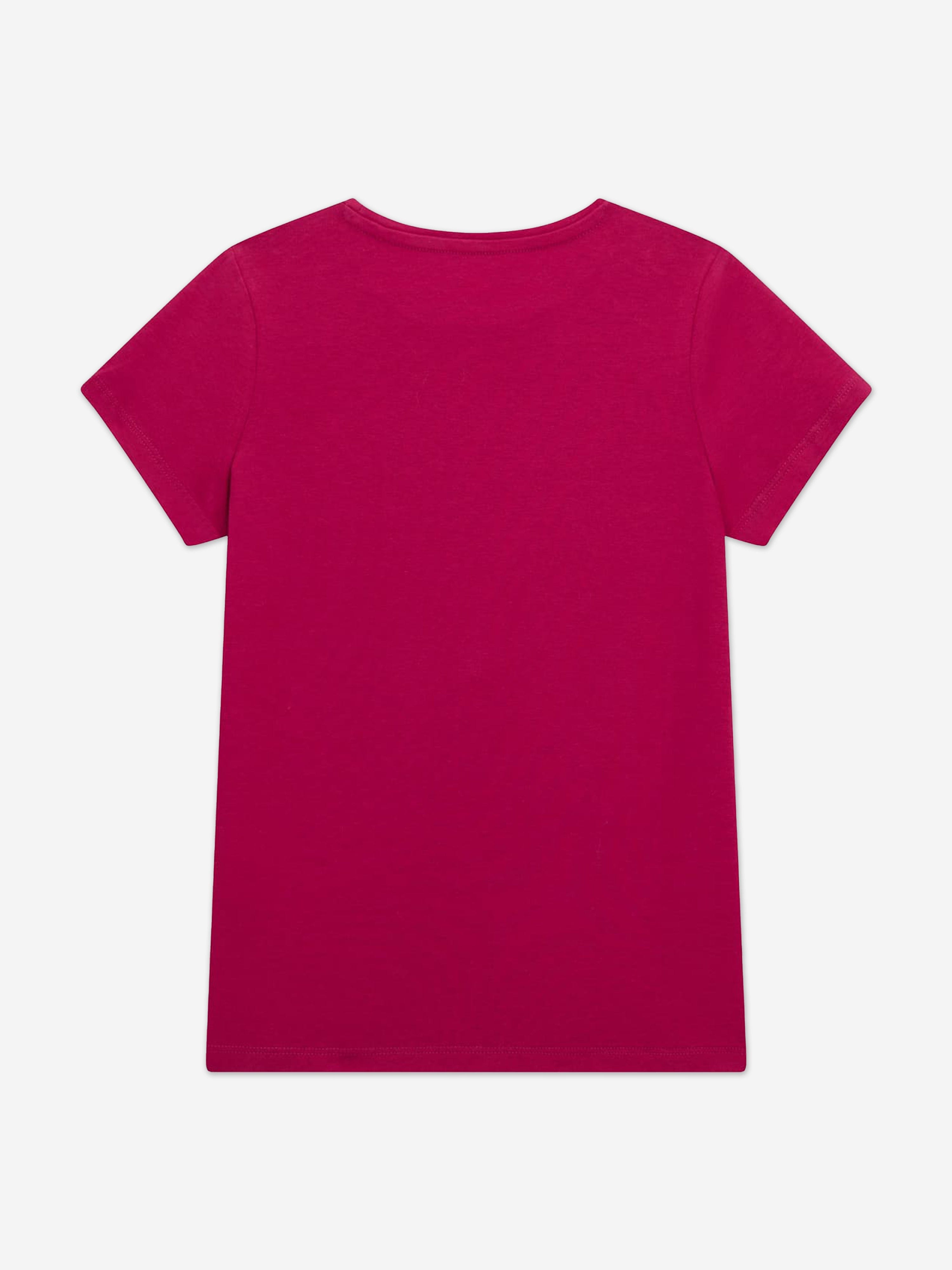 Guess Girls Logo Print T-Shirt in Pink