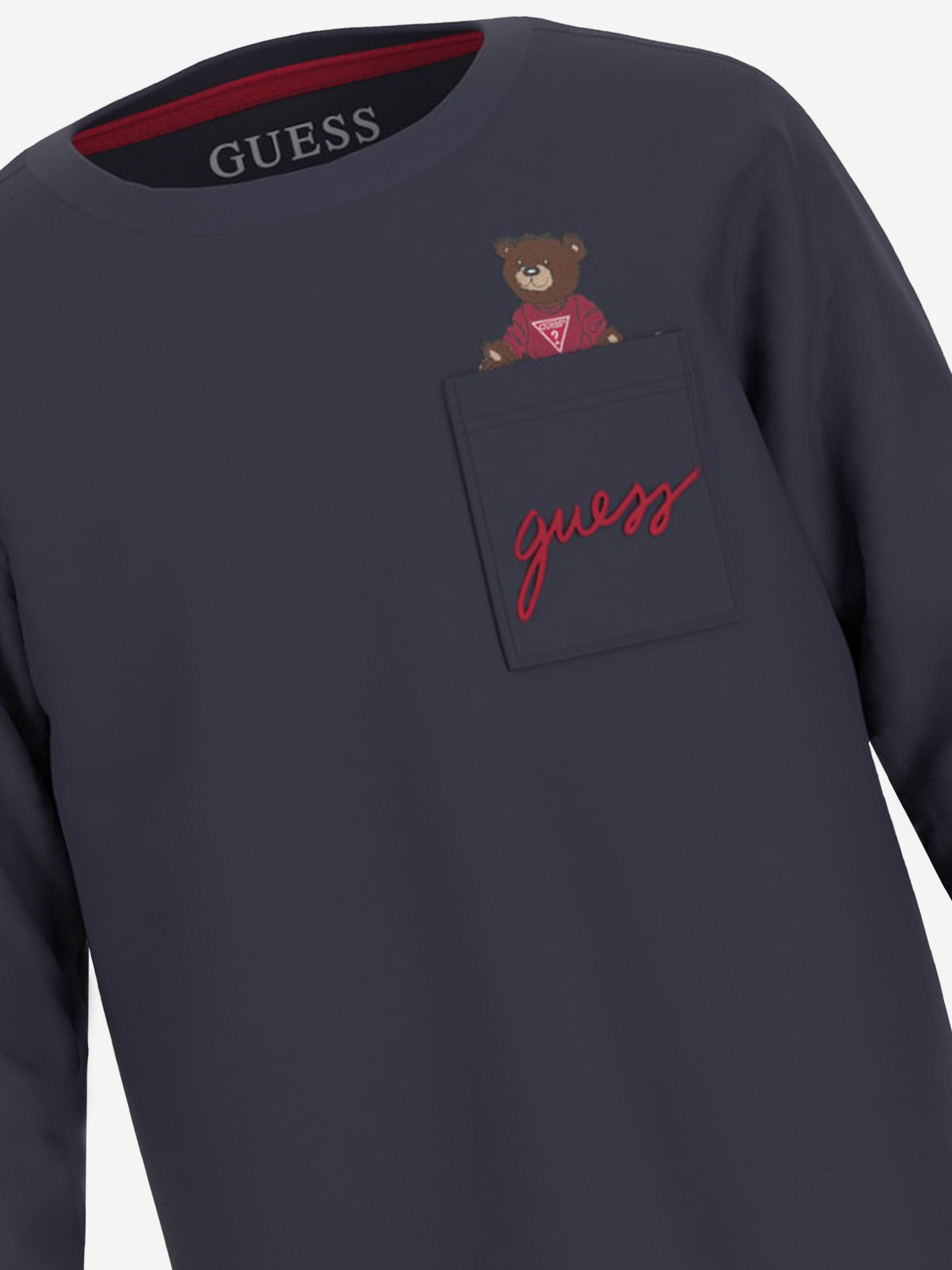 Boys Long Sleeve Bear Pocket T-Shirt in Navy