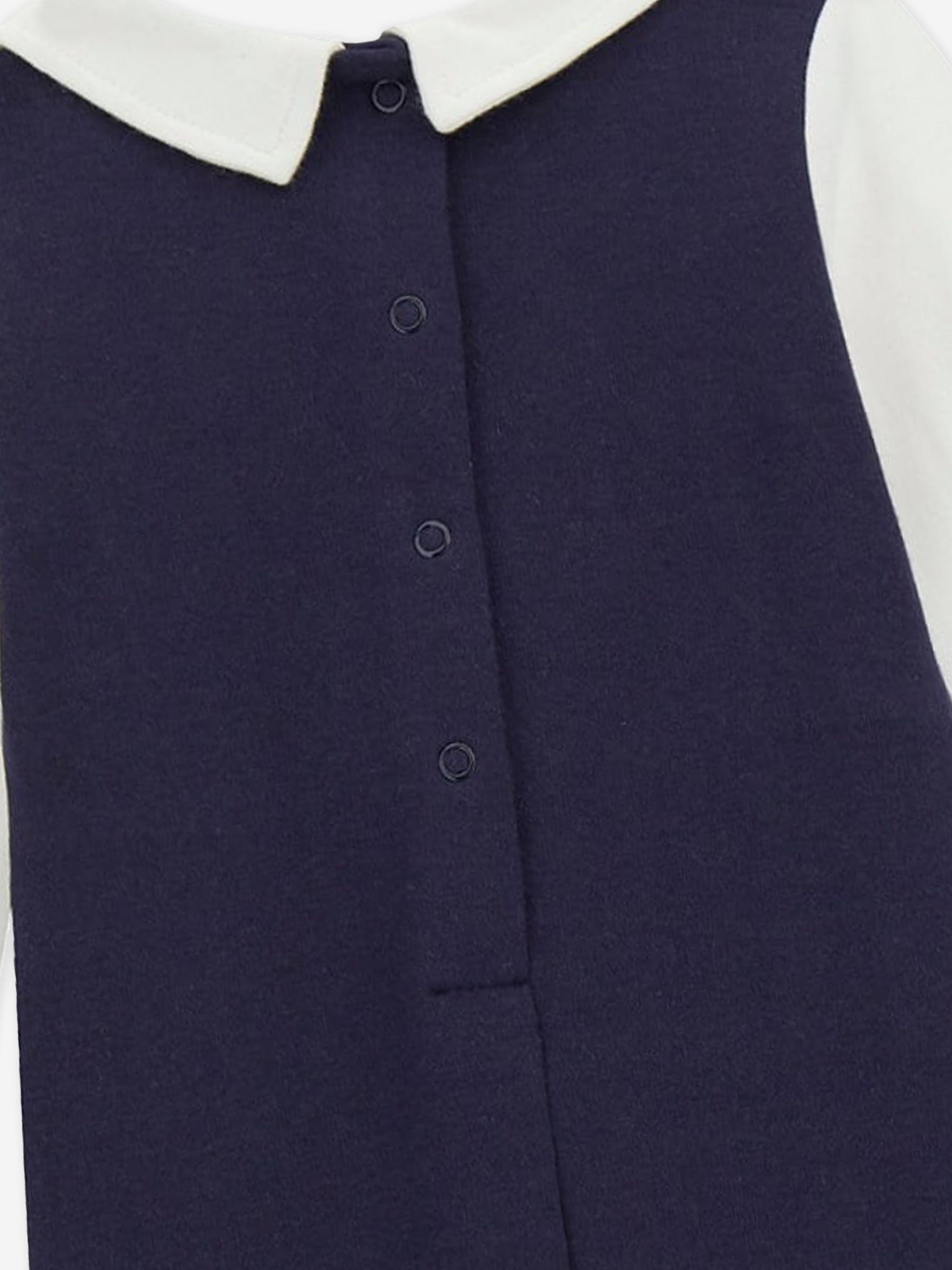 Baby Boys Tie Babygrow in Navy