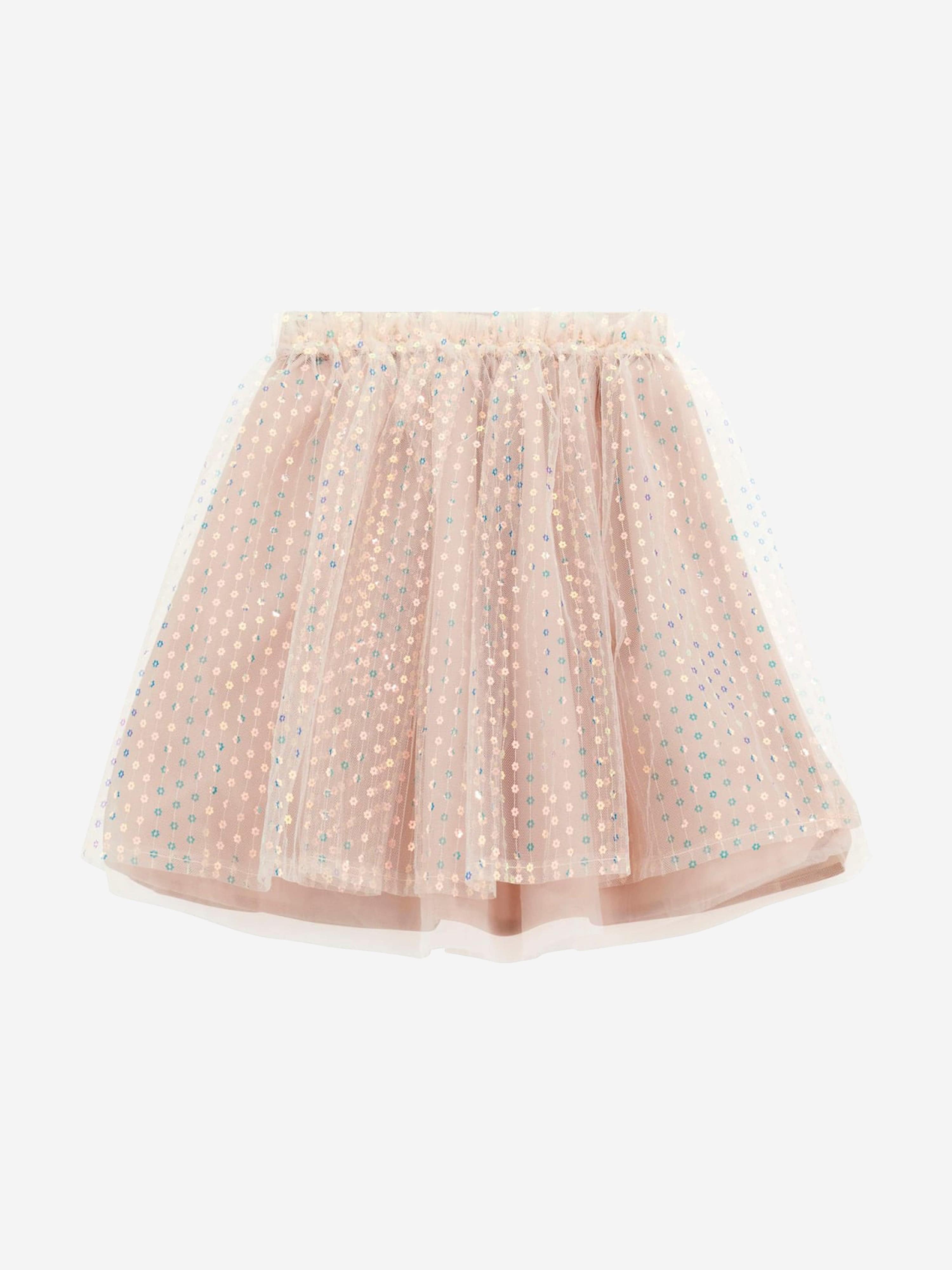 Girls Sequins Midi Skirt in Pink