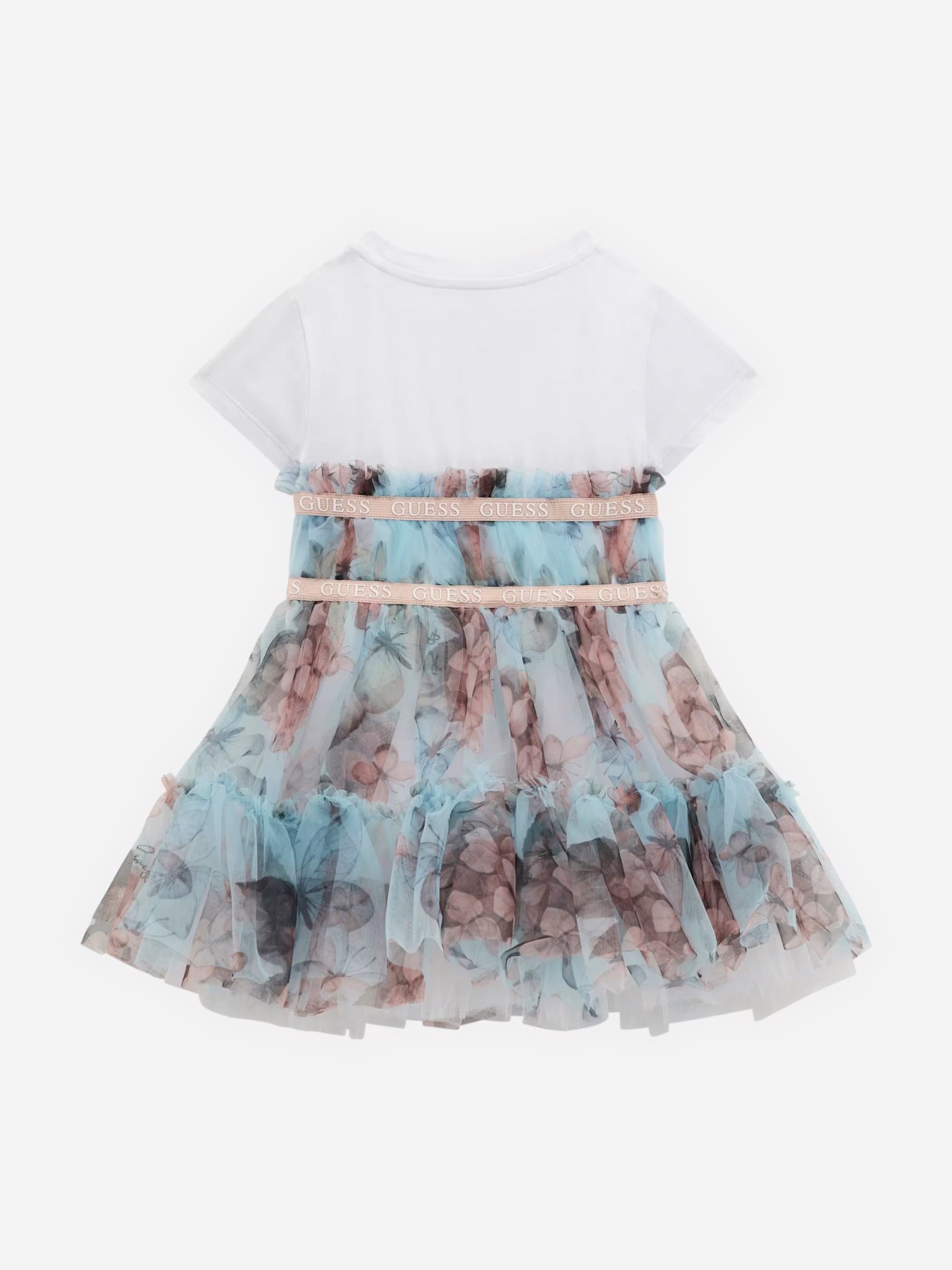 Girls Butterfly Collage Dress in Blue