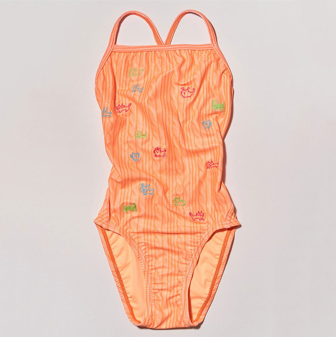 Maillot de bain professionnel brodé orange pour filles