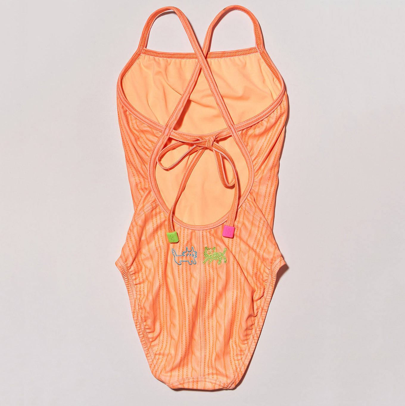 Maillot de bain professionnel brodé orange pour filles