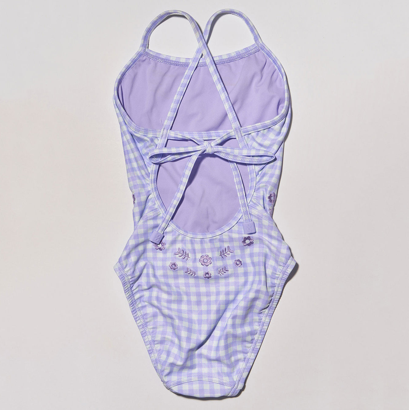 Maillot de bain professionnel à carreaux violets pour filles