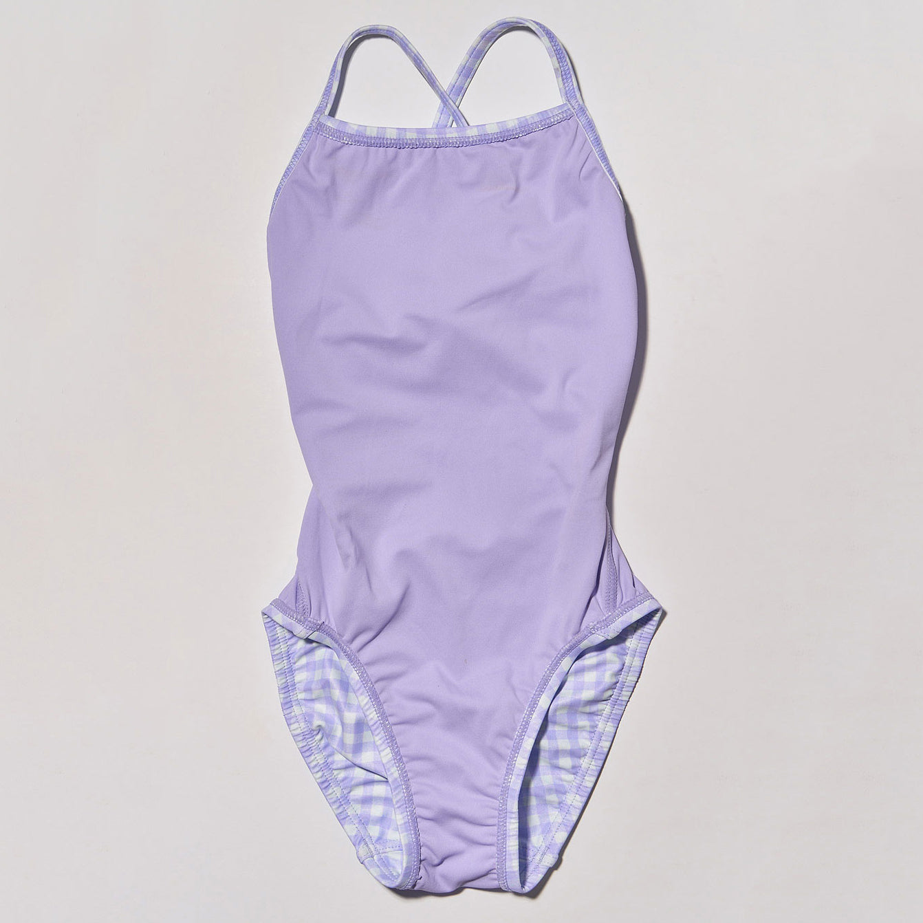 Maillot de bain professionnel à carreaux violets pour filles