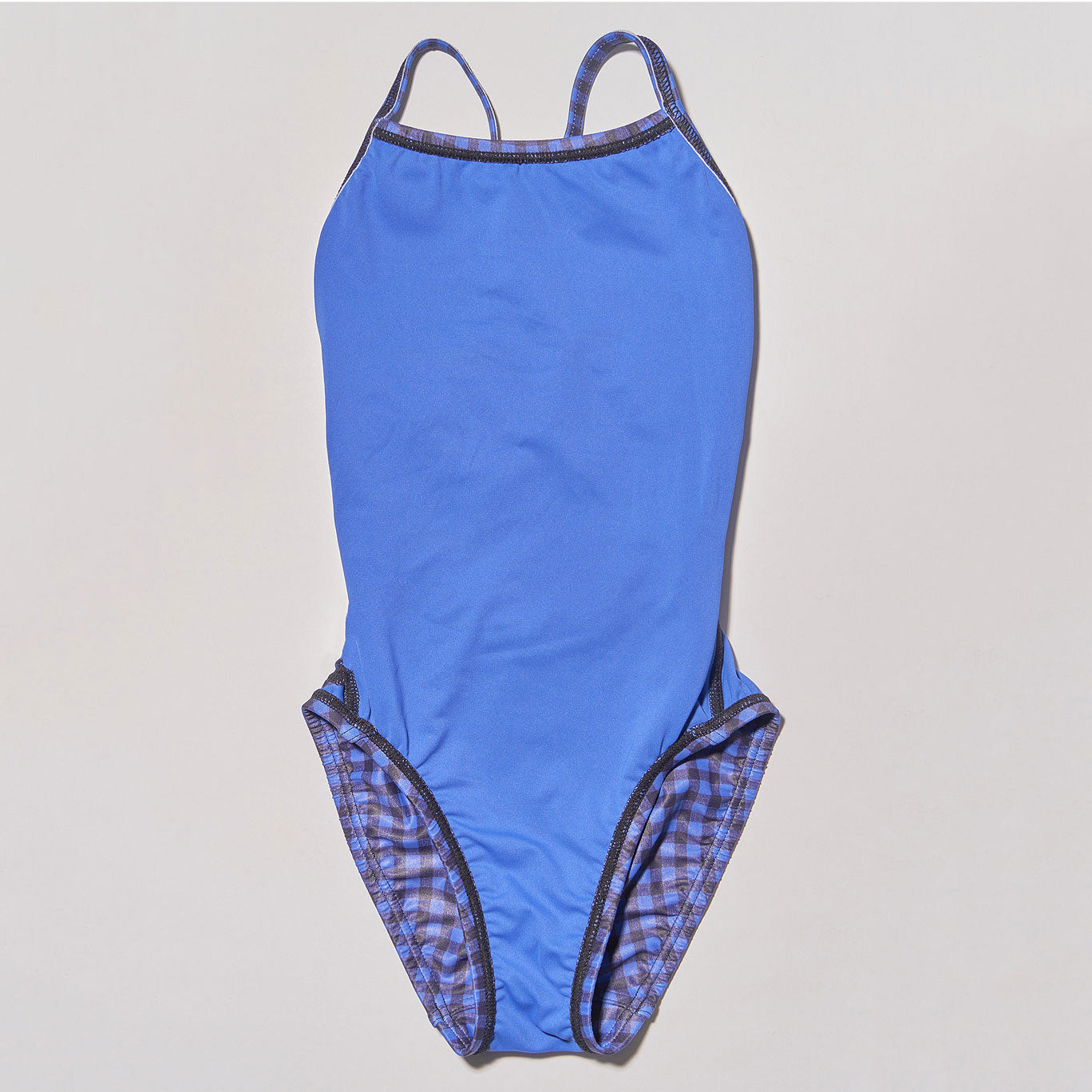 Maillot de bain professionnel à carreaux bleus pour filles