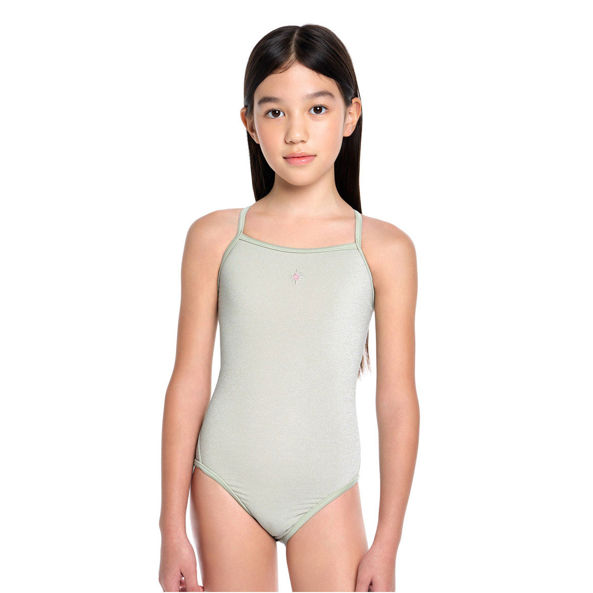 Girls Light Green Reversible Professional Swimsuit
