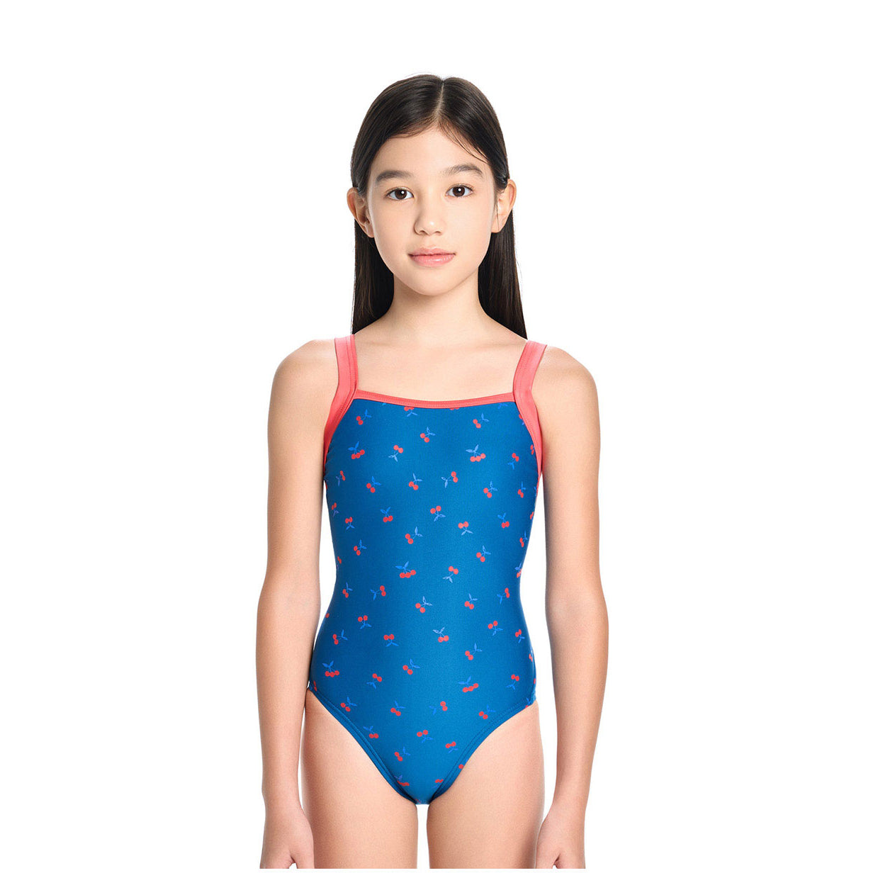 Girls Blue Printed Professional Swimsuit