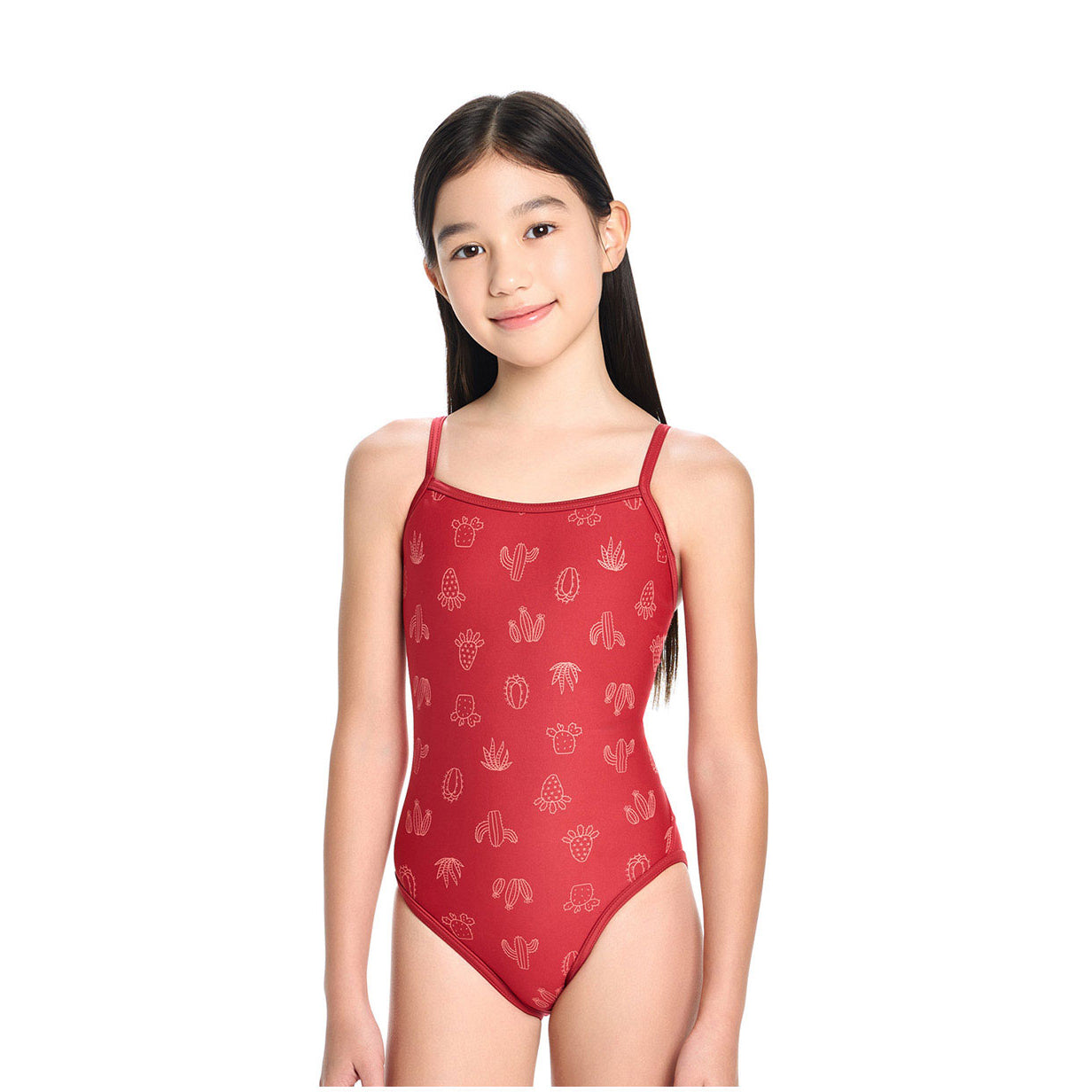 Girls Blue Printed Professional Swimsuit