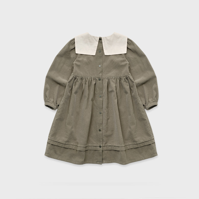 Robe en velours côtelé kaki pour filles