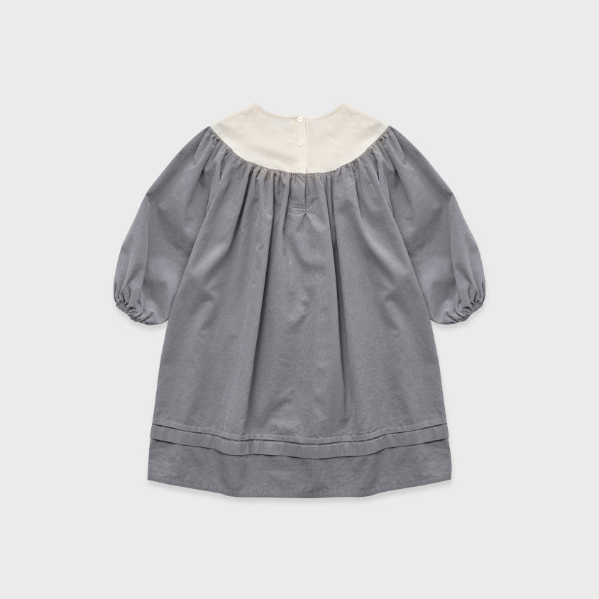 Robe Fille Velours Côtelé Bleu