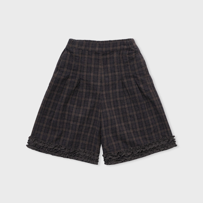 Short en coton à carreaux et dentelle pour fille